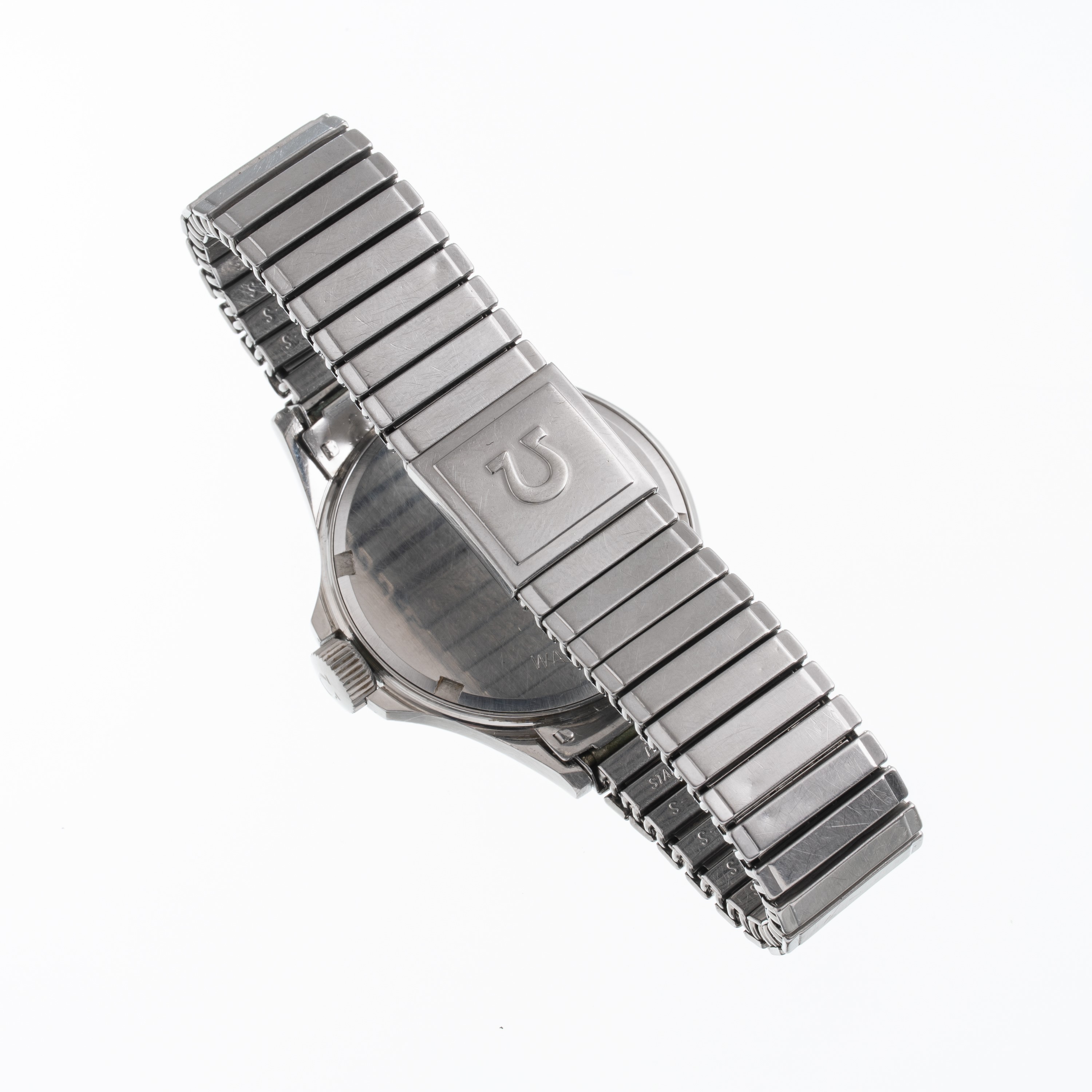 Omega - Orologio da polso Genève “Ancoretta” in acciaio, carica manuale, quadrante nero e arancio...