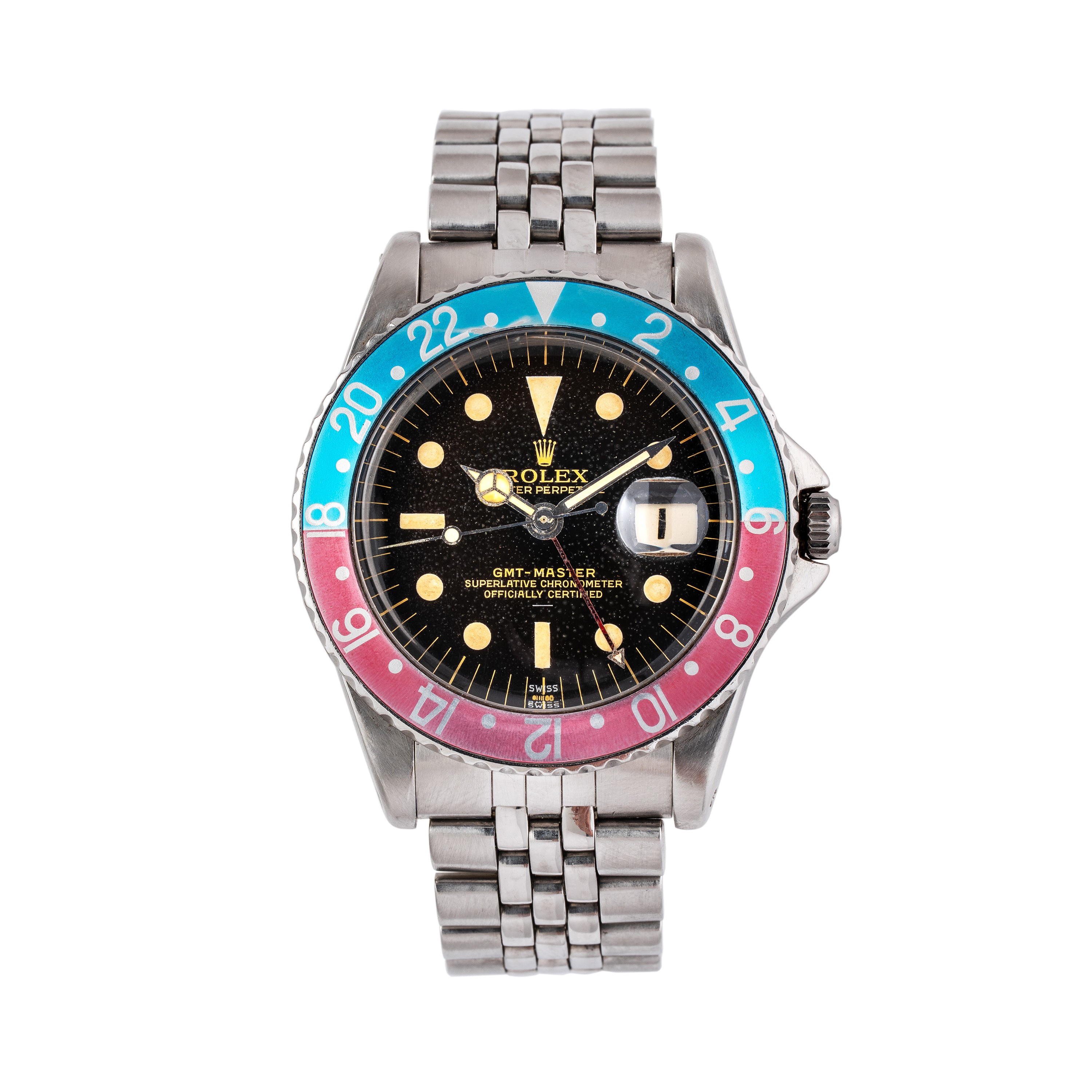 Rolex - GMT-Master ref. 1675 (cal. 1560), orologio automatico in acciaio con quadrante marrone e ...