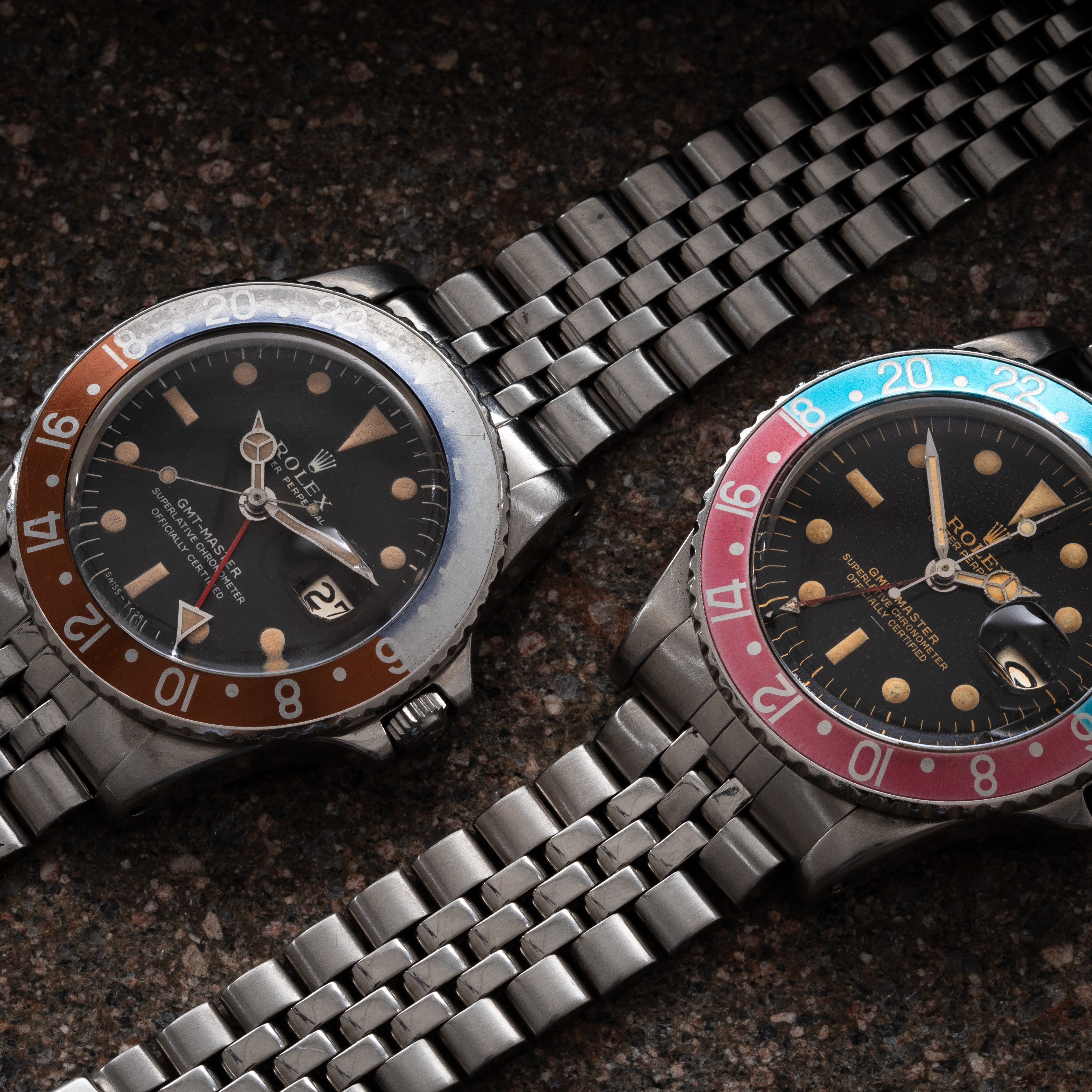 Rolex - GMT-Master ref. 1675 (cal. 1560), orologio automatico in acciaio con quadrante marrone e ...