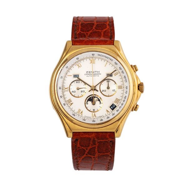 ZENITH - ZENITH - PORT ROYAL EL PRIMERO CRONOGRAFO A CARICA AUTOMATICA IN ORO GIALLO 18KT CON CALENDARIO COMPLETO E FASI LUNA