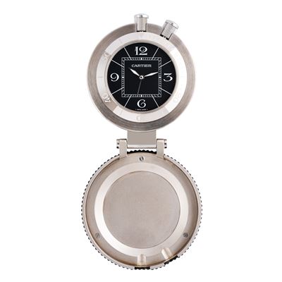 Pasha Desk Clock 2876 - orologio da tavolo in acciaio al quarzo con quadrante nero
