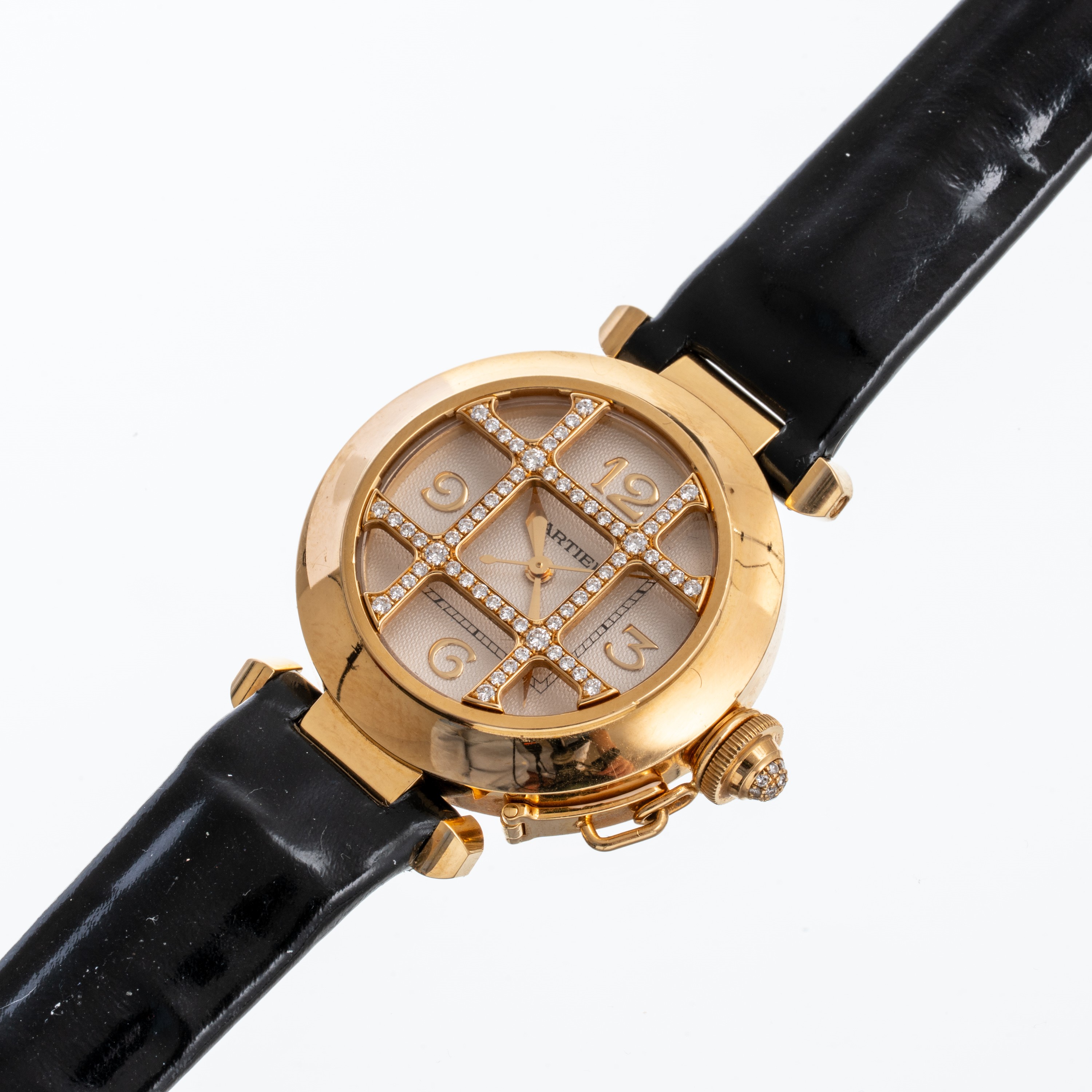 Cartier - Pasha 2399, orologio da polso in oro giallo 18 kt con diamanti, carica automatica (cal....