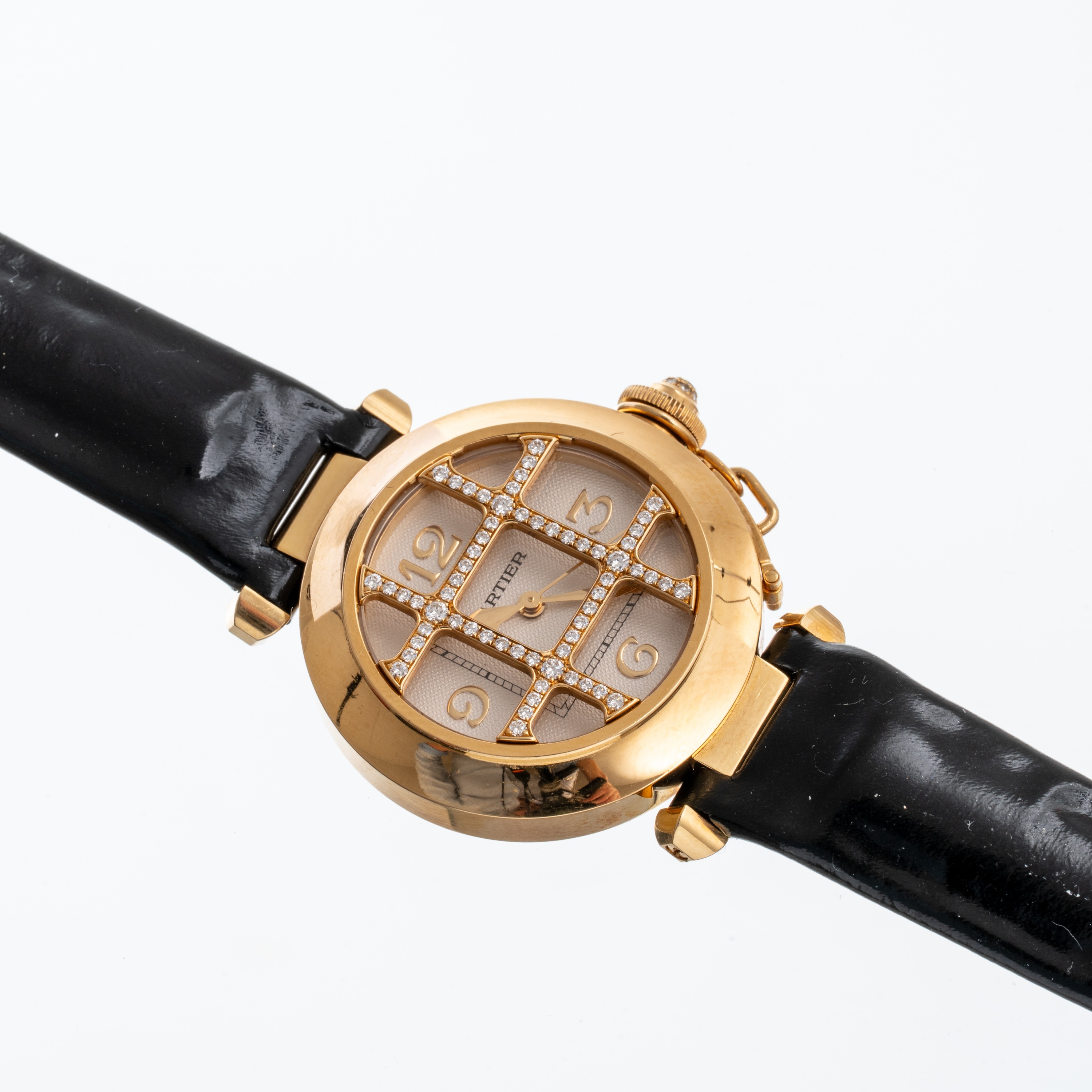 Cartier - Pasha 2399, orologio da polso in oro giallo 18 kt con diamanti, carica automatica (cal....