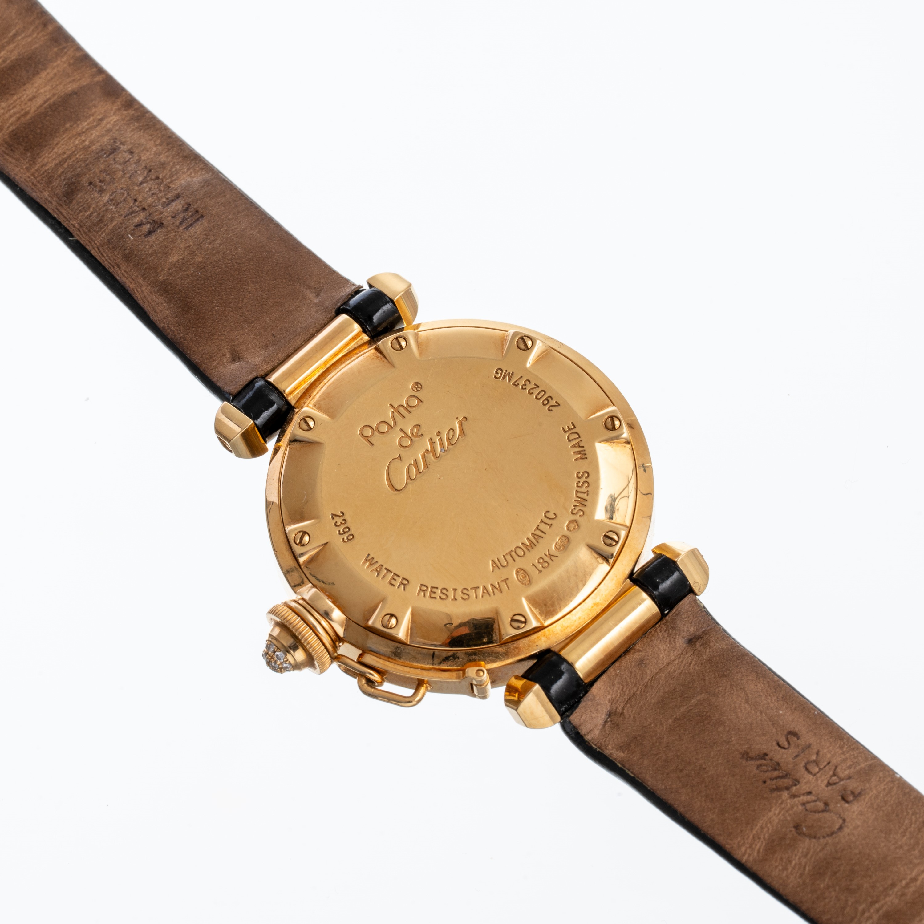 Cartier - Pasha 2399, orologio da polso in oro giallo 18 kt con diamanti, carica automatica (cal....