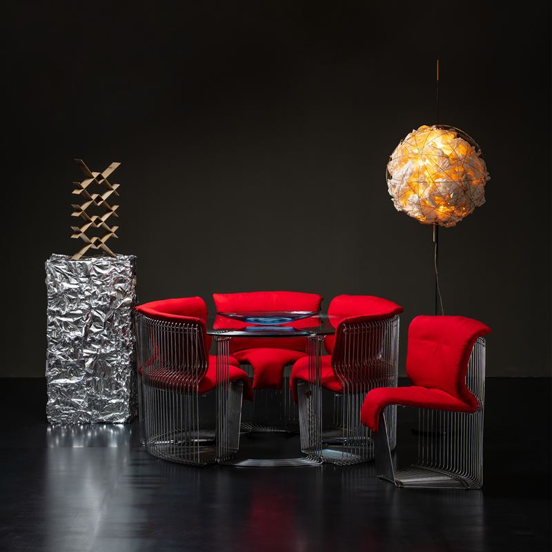 Verner Panton - Tavolo e set di sei sedie "Pantonova"