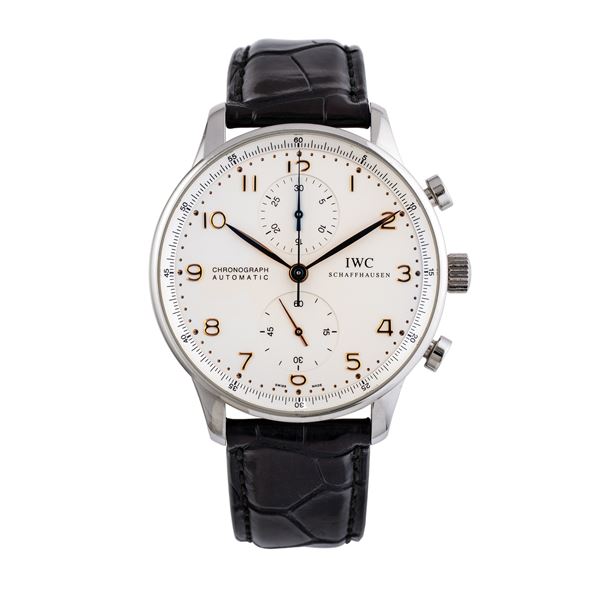 IWC - IWC - PORTOGHESE CRONOGRAFO A CARICA AUTOMATICA IN ACCIAIO CON QUADRANTE BIANCO