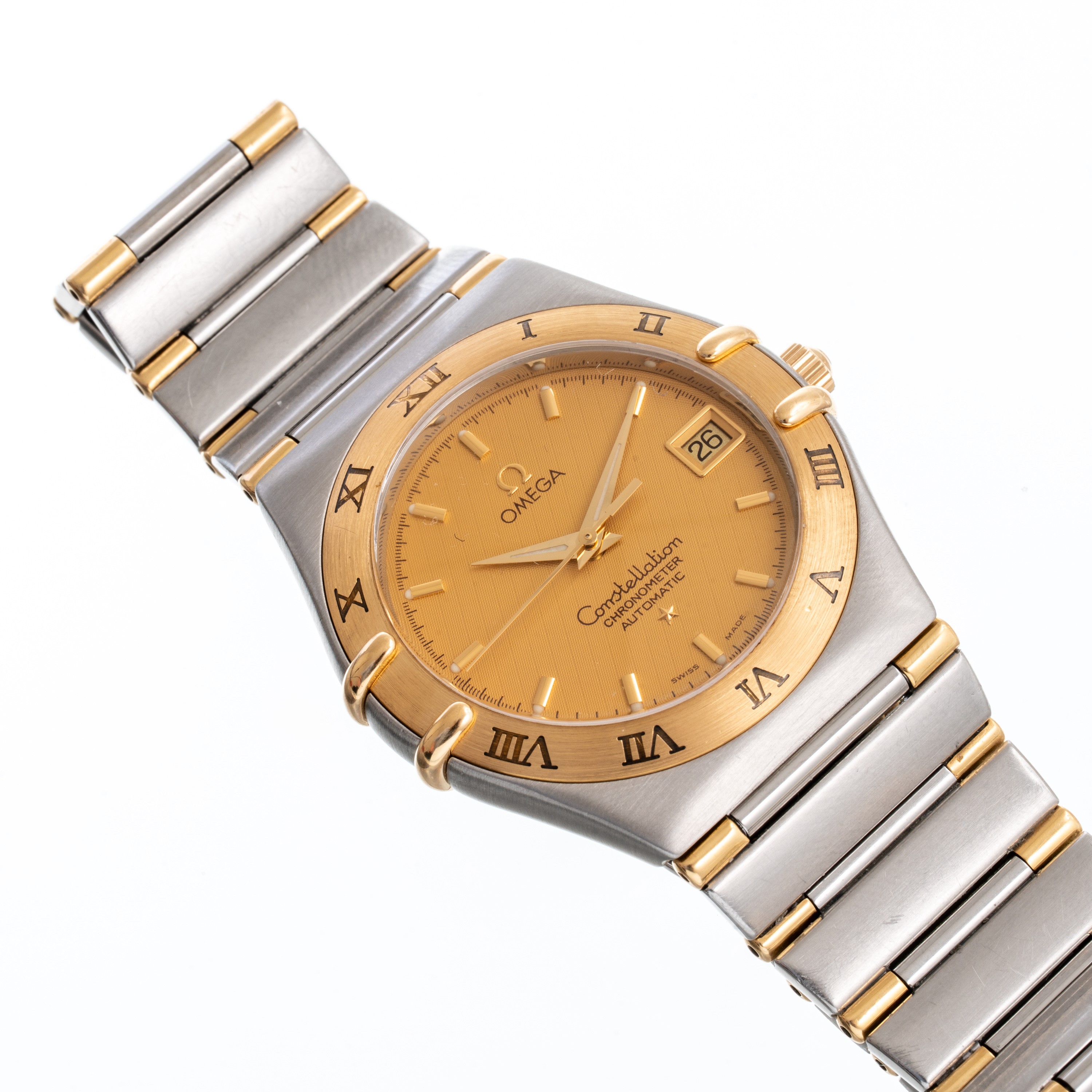 Omega - Constellation Automatico ref. 368.1201, solo tempo in acciaio e oro 18kt con quadrante ch...