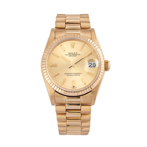 ROLEX - ROLEX - DATEJUST OROLOGIO SOLO TEMPO A CARICA AUTOMATICA IN ORO GIALLO 18KT CON BRACCIALE PRESIDENT IN ORO GIALLO 18KT