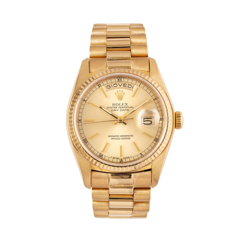 Rolex - Day-Date 18038, orologio automatico in oro giallo 18 kt con bracciale President