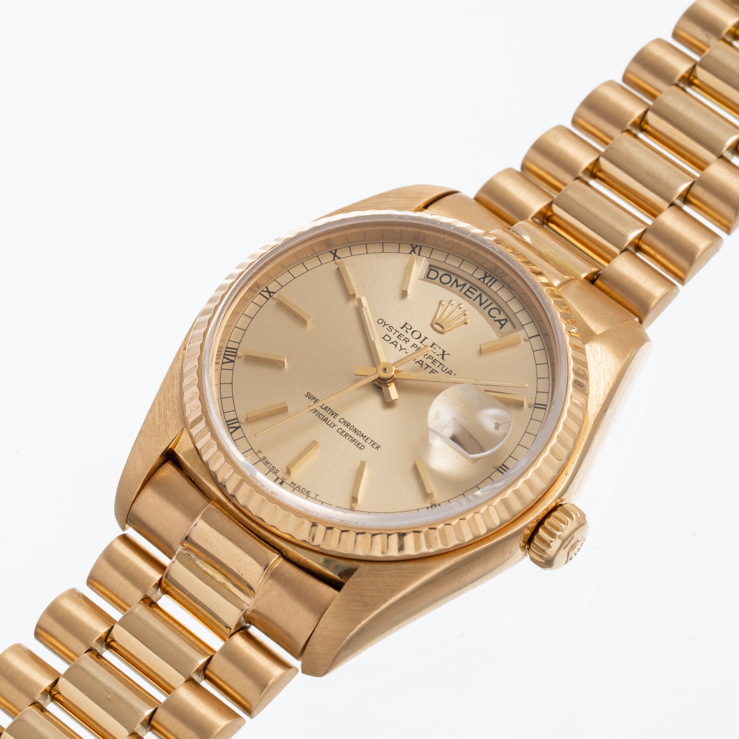 Rolex - Day-Date 18038, orologio automatico in oro giallo 18 kt con bracciale President