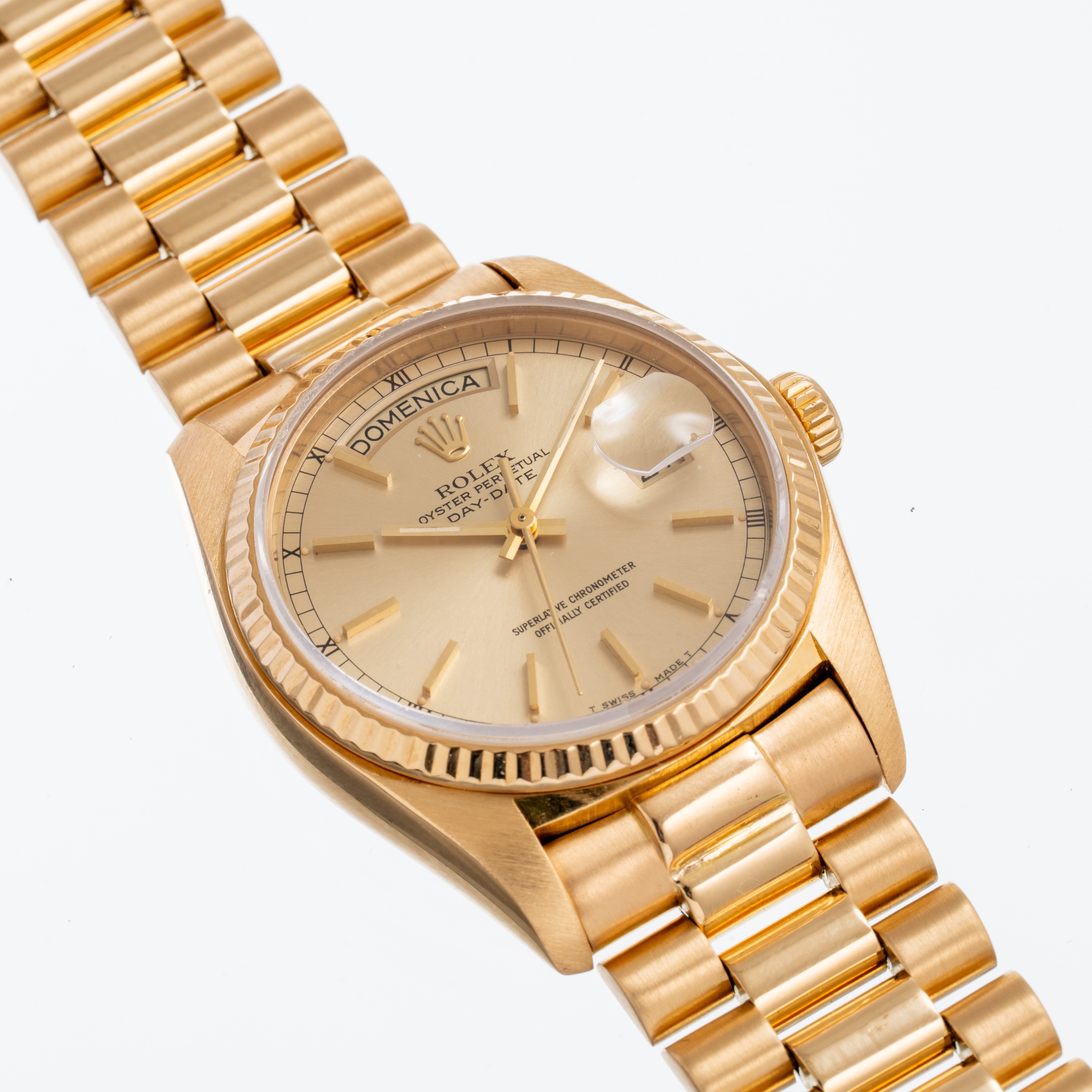 Rolex - Day-Date 18038, orologio automatico in oro giallo 18 kt con bracciale President