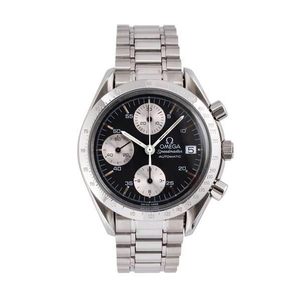 OMEGA - OMEGA - SPEEDMASTER AUTOMATIC DATE CRONOGRAFO A CARICA AUTOMATICA IN ACCIAIO CON QUADRANTE NERO E DATARIO AD ORE TRE 