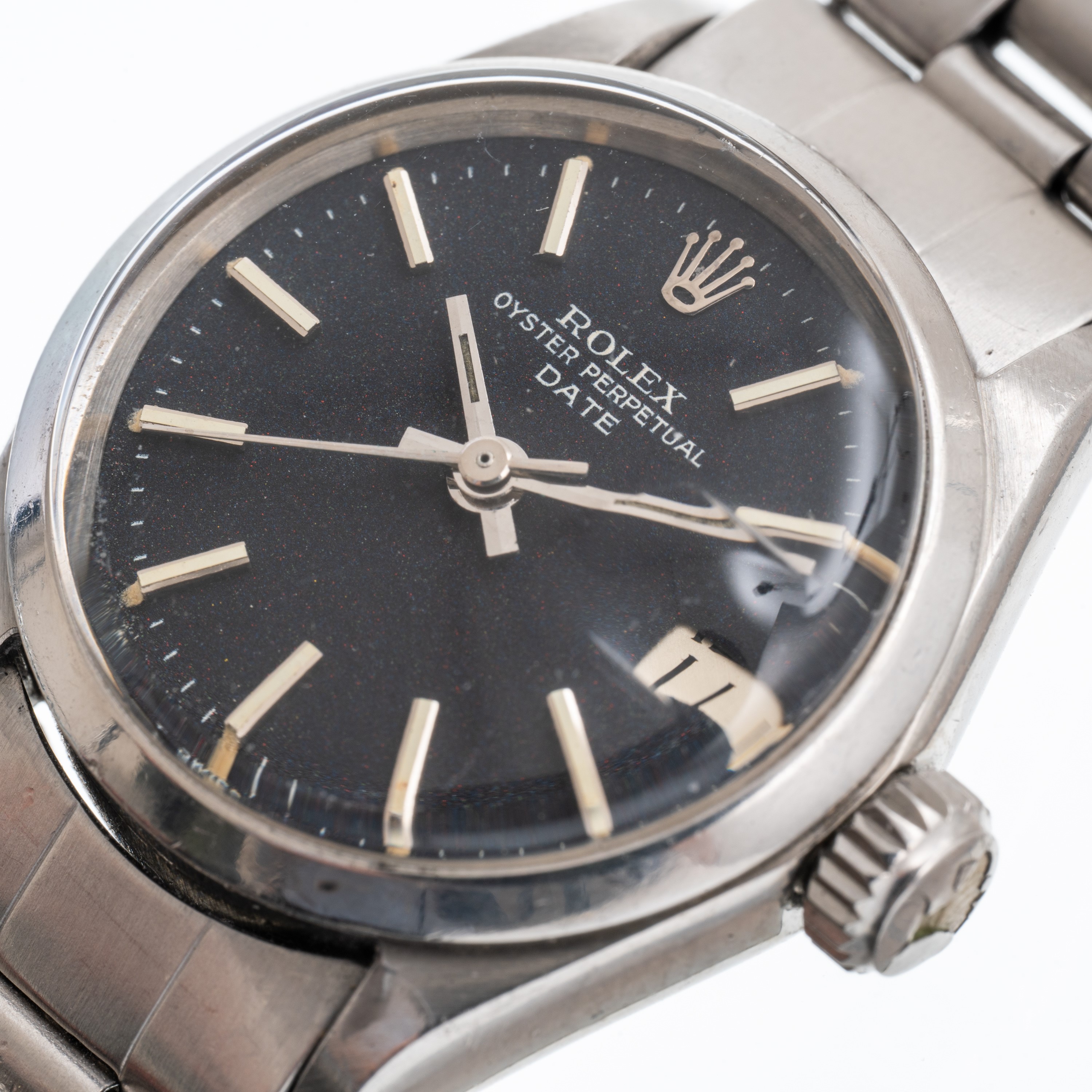 Rolex - Oyster Perpetual Date 6516 (solo tempo, carica automatica), quadrante nero “confetti”