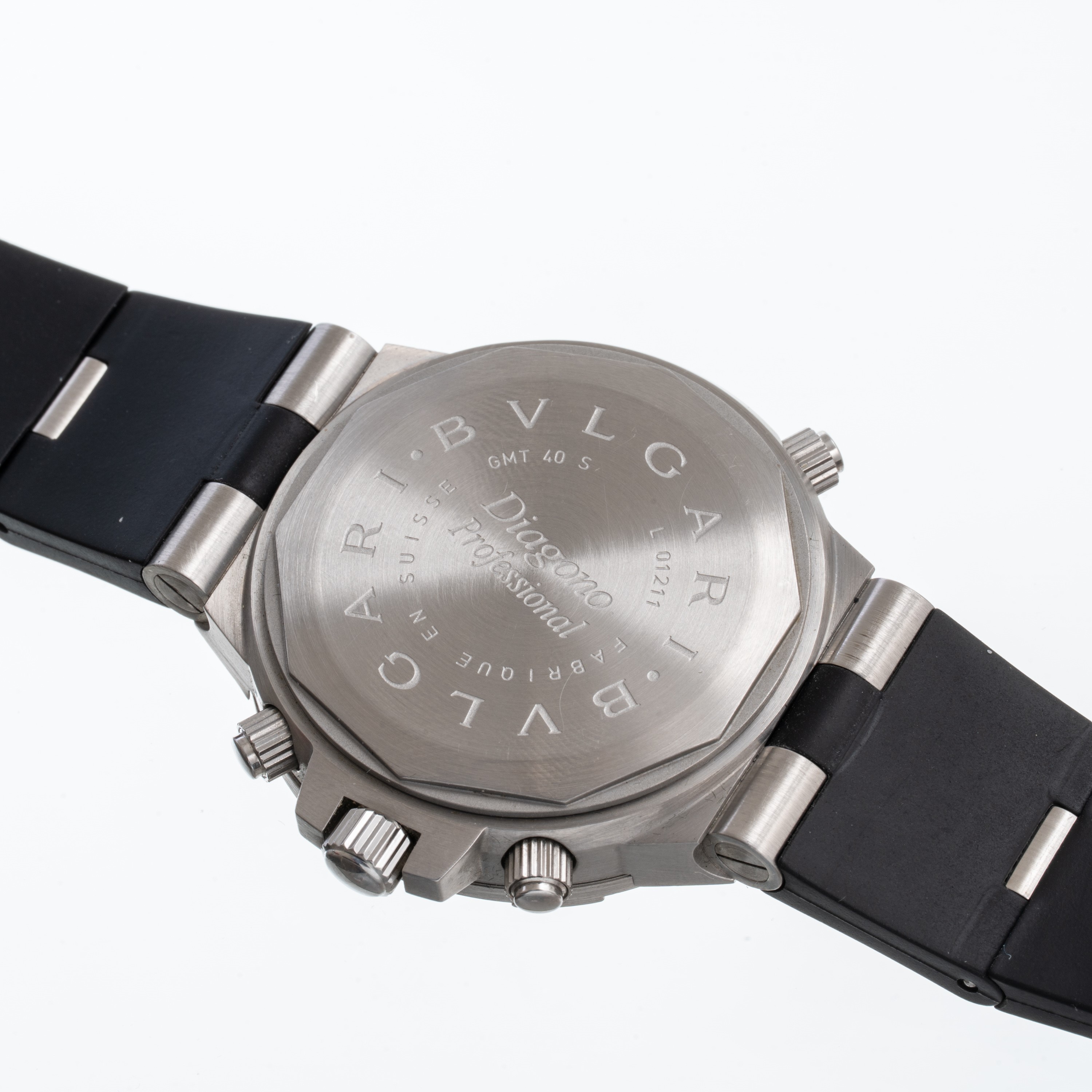 Bulgari - Diagono GMT, orologio GMT automatico in acciaio con quadrante nero e datario a ore 6