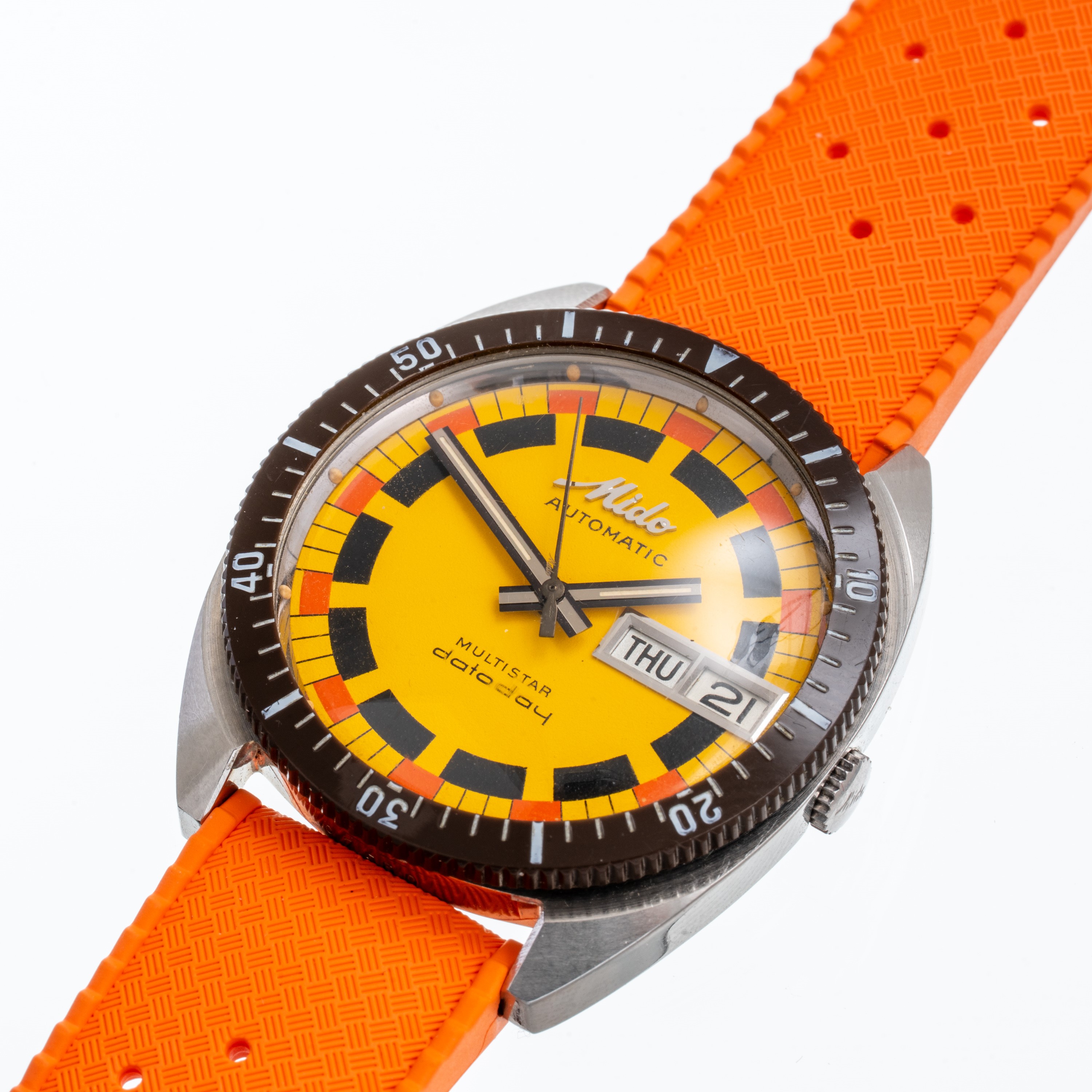 Mido - Multistar DatoDay Automatico Day-Date in acciaio con quadrante giallo