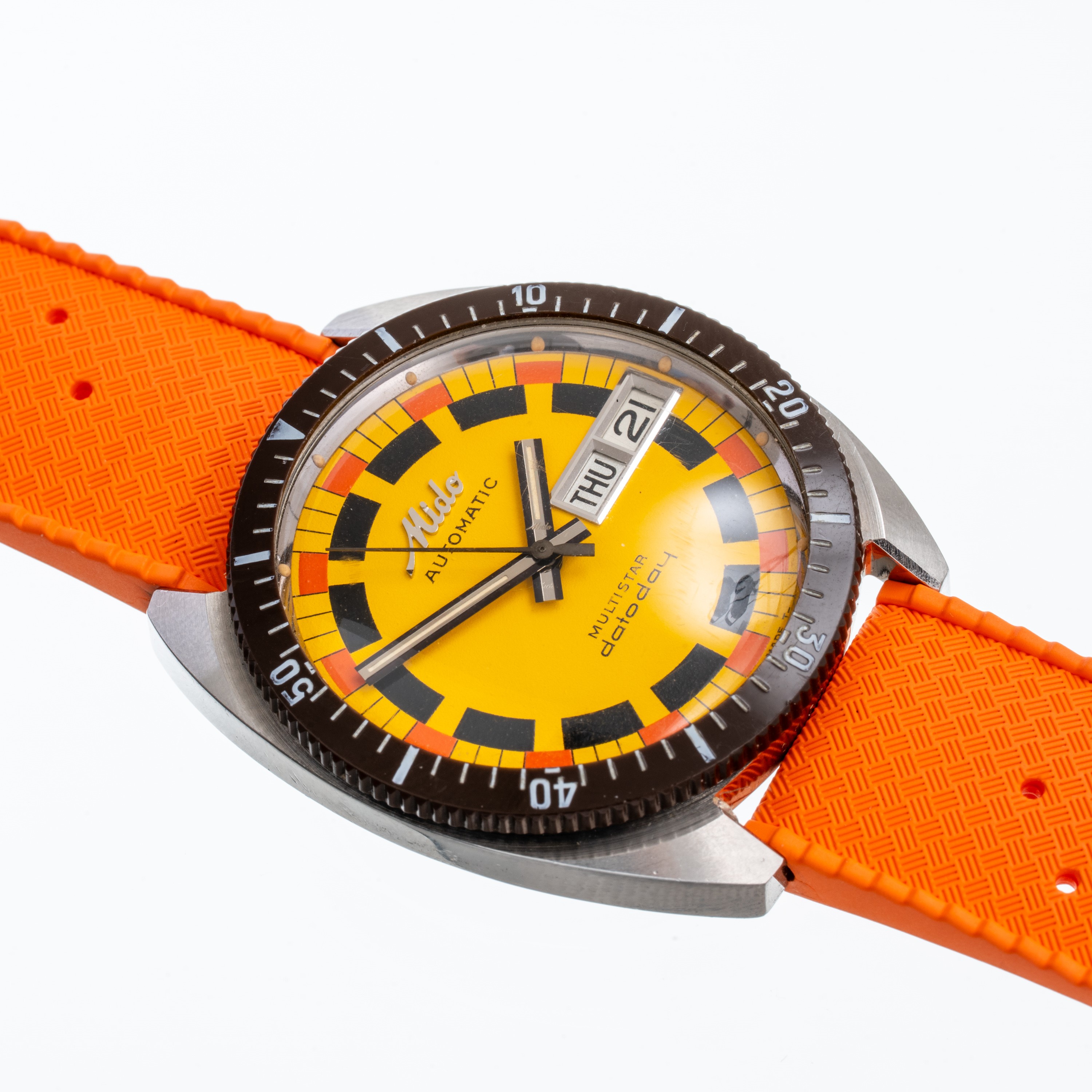 Mido - Multistar DatoDay Automatico Day-Date in acciaio con quadrante giallo