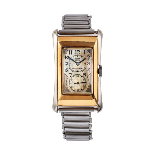ROLEX - ROLEX - PRINCE OROLOGIO SOLO TEMPO A CARICA MANUALE IN ORO GIALLO 18KT E ORO BIANCO 18KT CON QUADRANTE BITONALE E BRACCIALE GAY FRERES