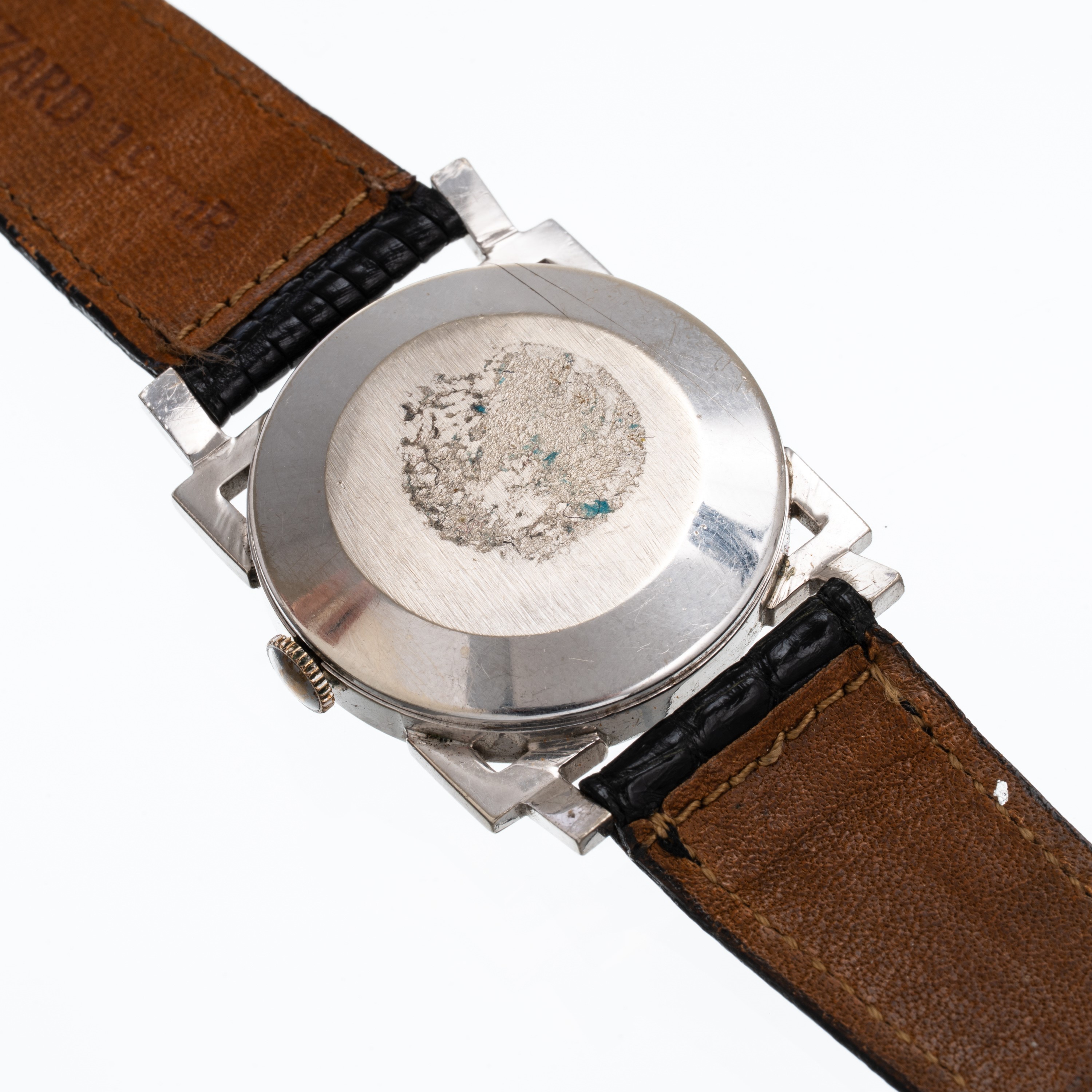 Hamilton - Orologio da polso art déco in oro bianco 14 kt con quadrante nero, indici diamantati e...