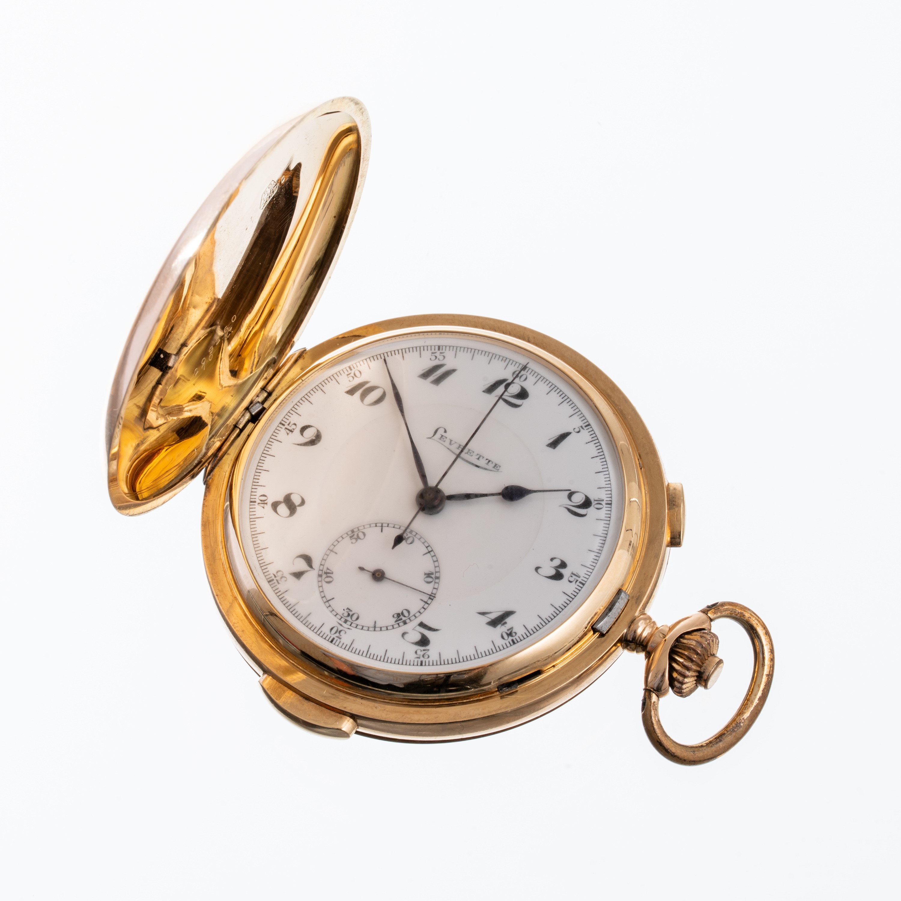 Levrette - Orologio da tasca cronografo con ripetizione dei quarti, cassa in oro giallo 14 kt