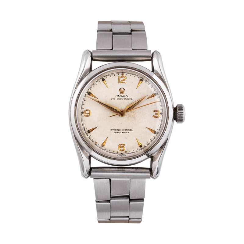 Rolex - Ovetto Bombay 5018, orologio da polso a carica automatica in acciaio con quadrante “sandw...