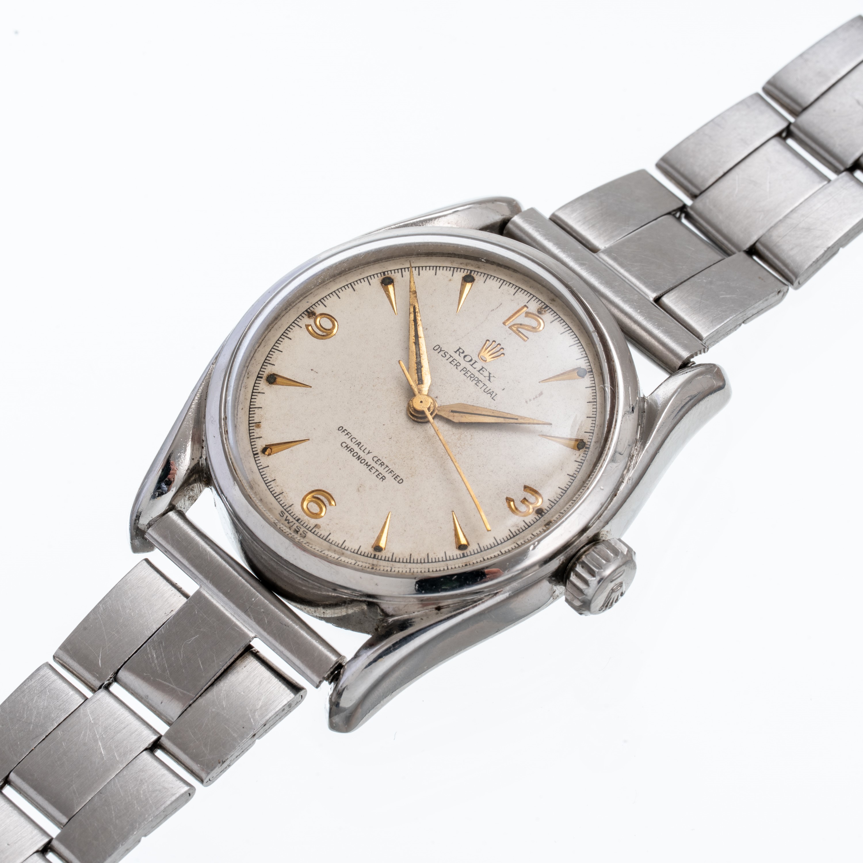 Rolex - Ovetto Bombay 5018, orologio da polso a carica automatica in acciaio con quadrante “sandw...