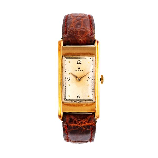 ROLEX - ROLEX - TANK OROLOGIO SOLO TEMPO A CARICA MANUALE IN ORO GIALLO 18KT CON CASSA CURVA