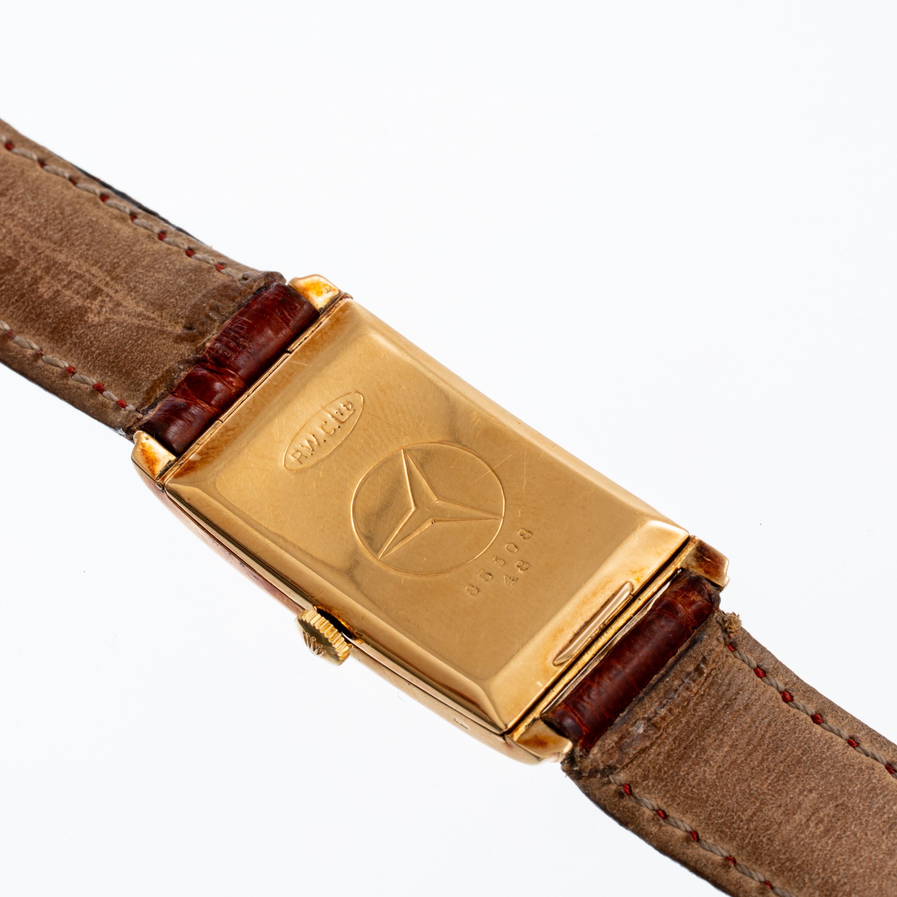 Rolex - Tank, orologio da polso a carica manuale in oro giallo 18 kt (ref. 48), cassa curva