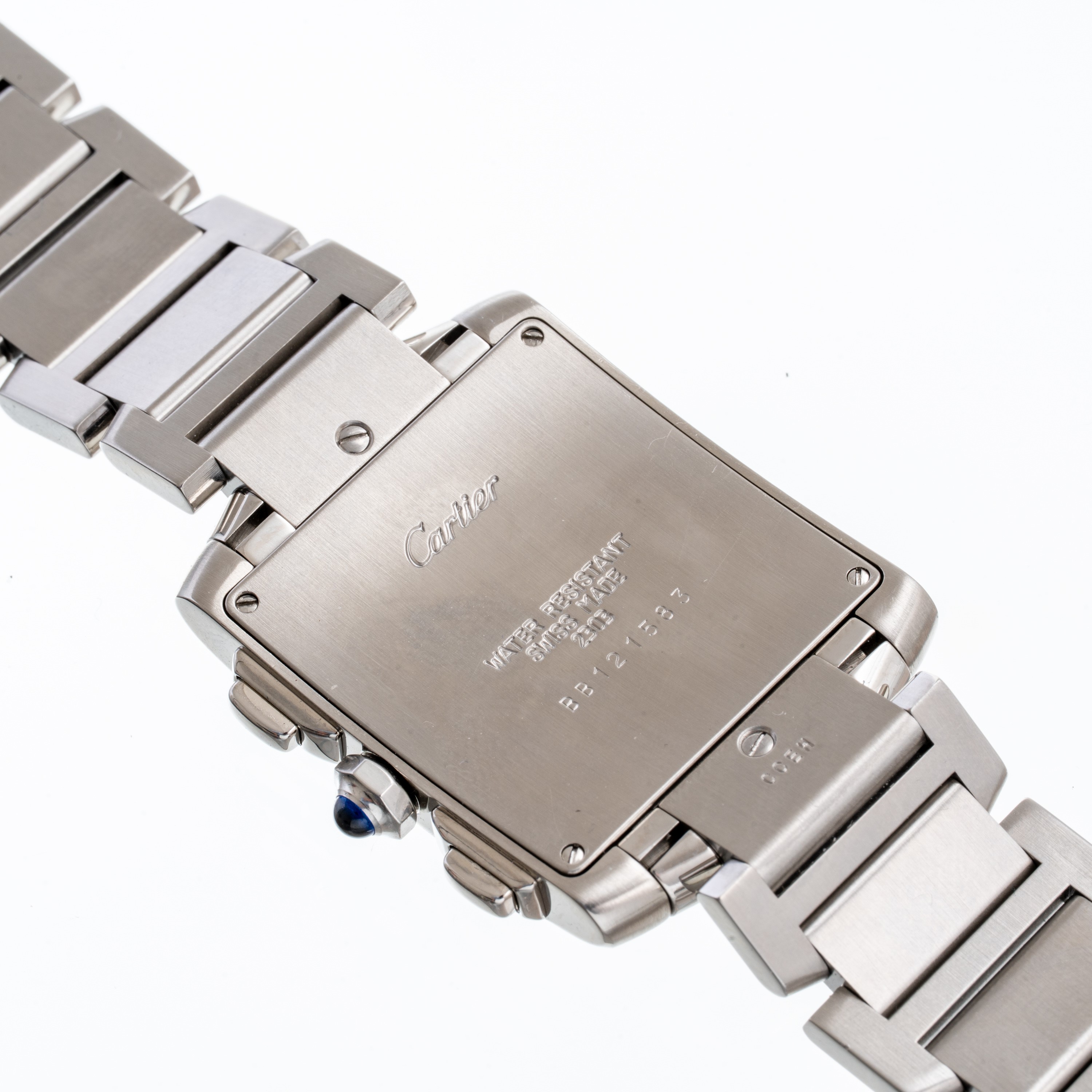 Cartier - Tank Francaise Chrono — cronografo al quarzo in acciaio, quadrante bianco e datario a o...