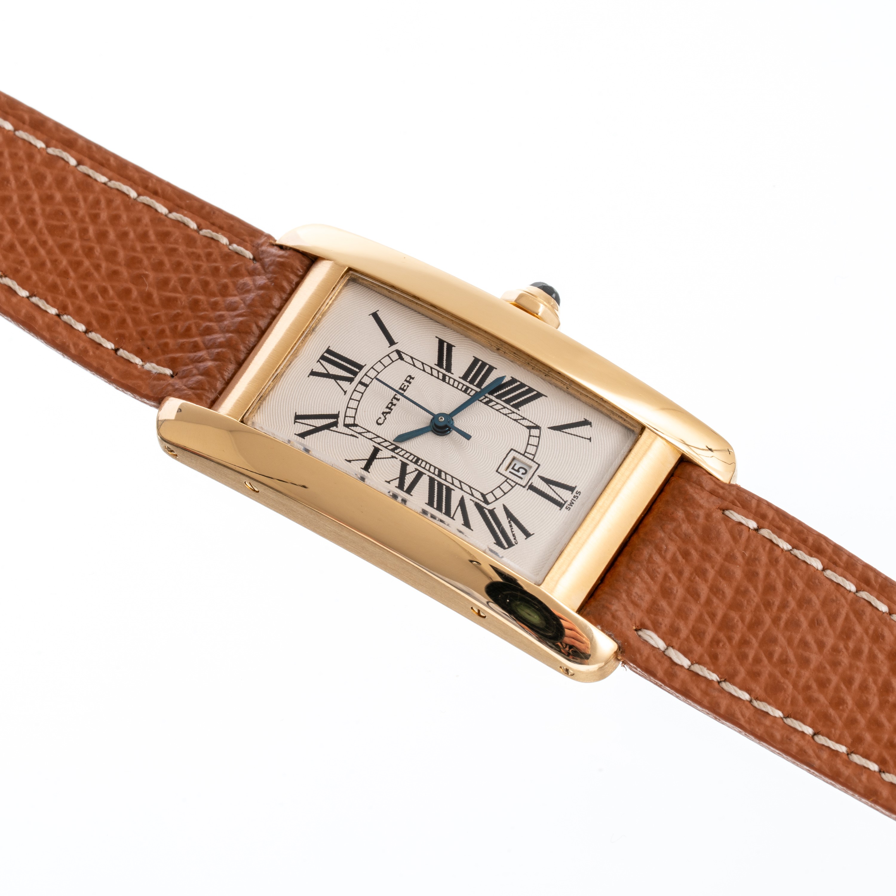 Cartier - Tank Americaine, orologio solo tempo automatico in oro giallo 18 kt