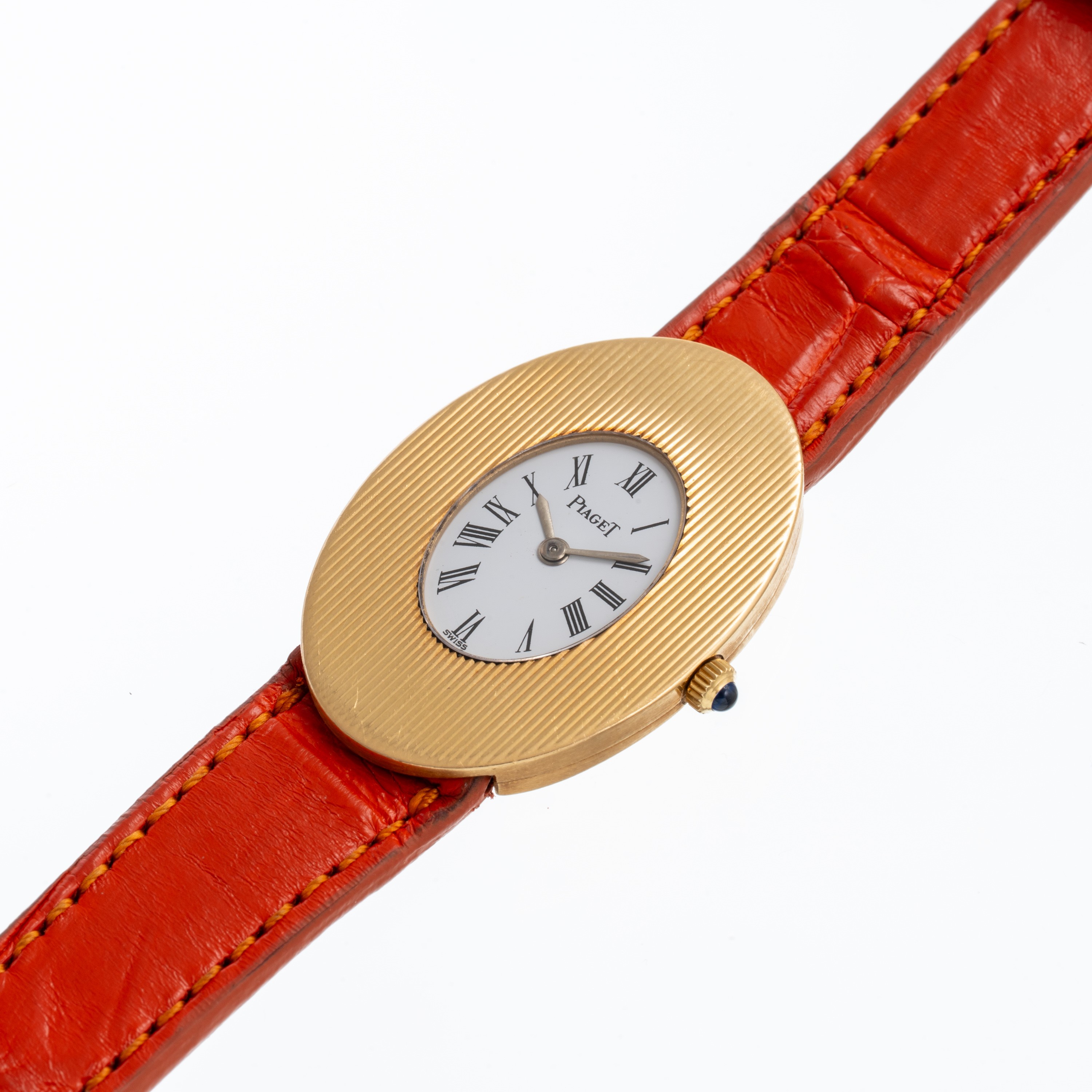 Piaget - Baignoire, orologio solo tempo a carica manuale in oro giallo 18 kt con quadrante bianco