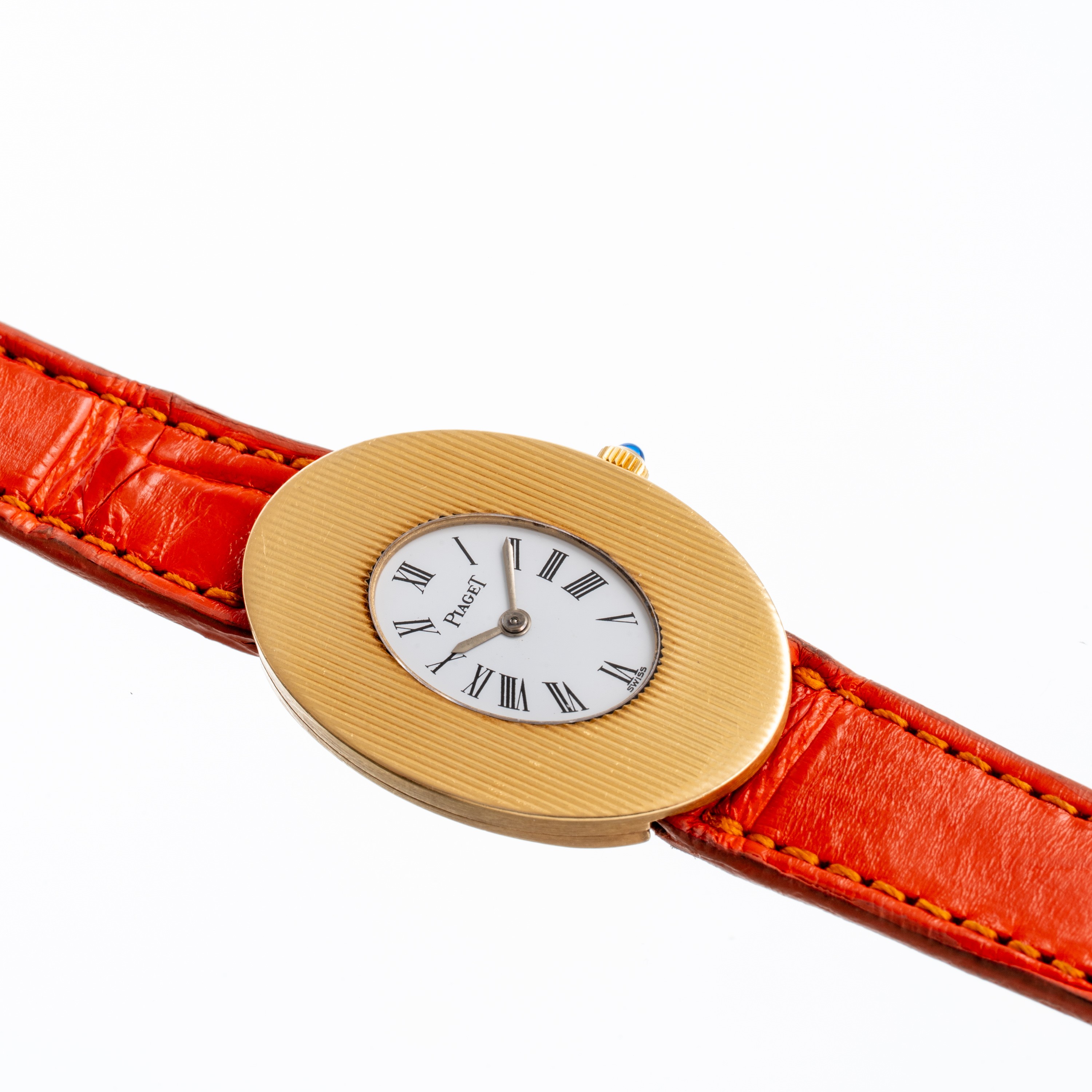 Piaget - Baignoire, orologio solo tempo a carica manuale in oro giallo 18 kt con quadrante bianco