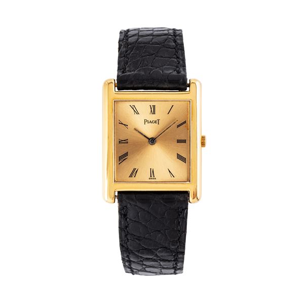 PIAGET - PIAGET - TANK OROLOGIO SOLO TEMPO A CARICA MANUALE IN ORO GIALLO 18KT CON CASSA CURVA E QUADRANTE CHAMPAGNE