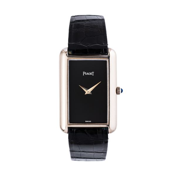 PIAGET - PIAGET - TANK OROLOGIO SOLO TEMPO A CARICA MANUALE IN ORO BIANCO 18KT CON QUADRANTE NERO