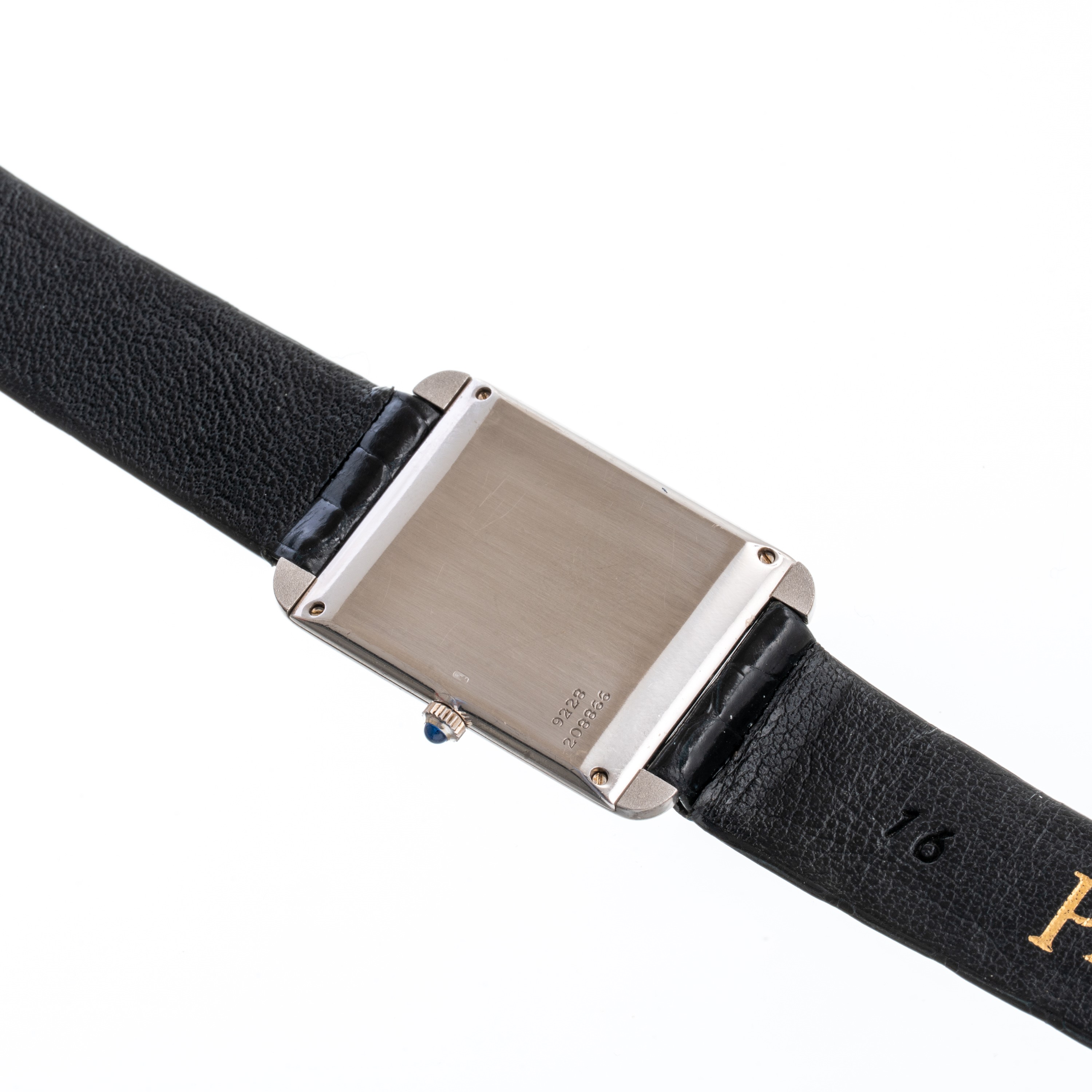 Piaget - Tank 9228, orologio solo tempo a carica manuale in oro bianco 18 kt con quadrante nero