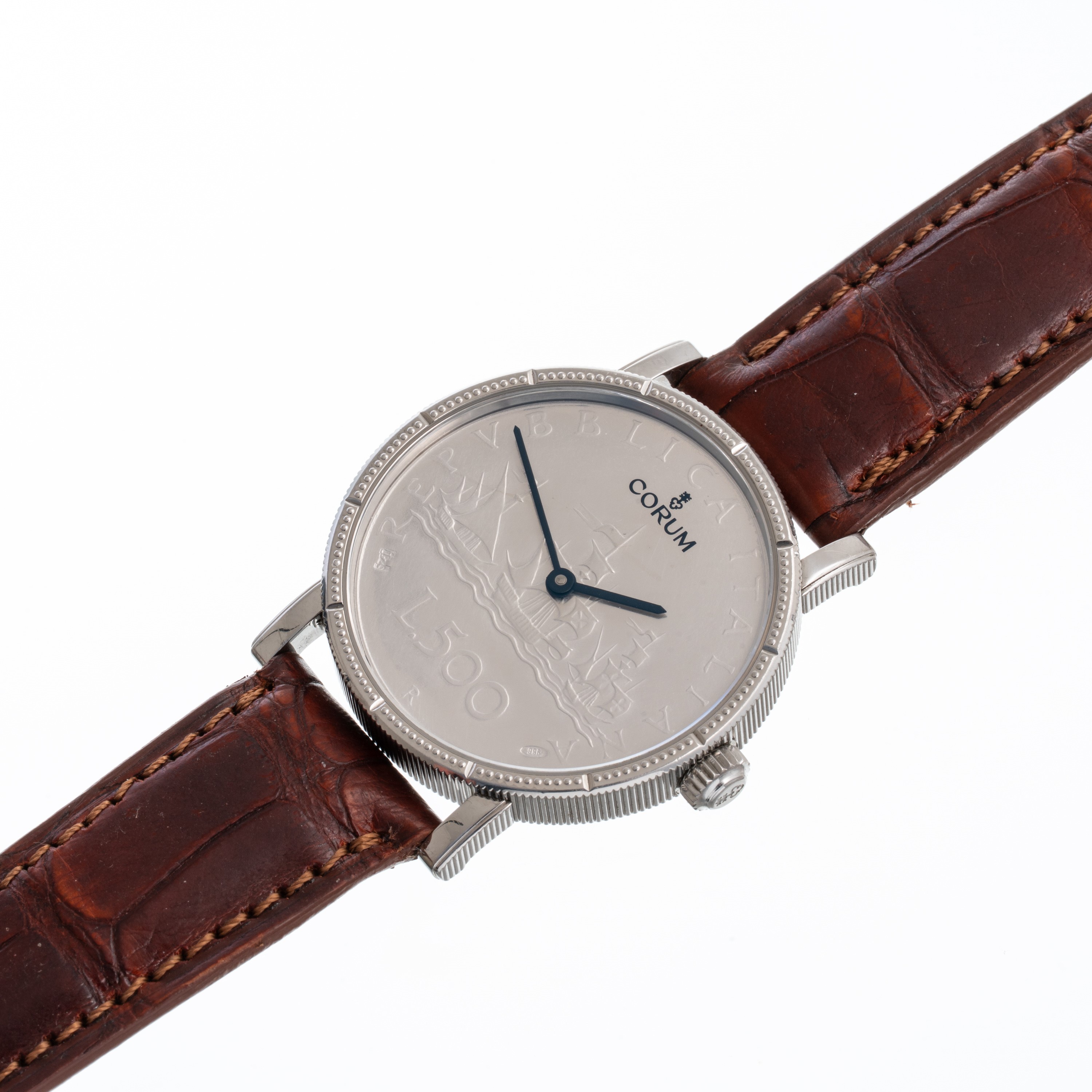 Corum - Orologio da polso “500 Lire” con quadrante a moneta in argento e fondello con moneta