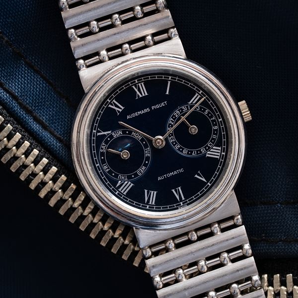 AUDEMARS PIGUET - DAY DATE OROLOGIO A CARICA AUTOMATICA IN PLATINO CON QUADRANTE BLU E BRACCIALE INTEGRATO  [..]