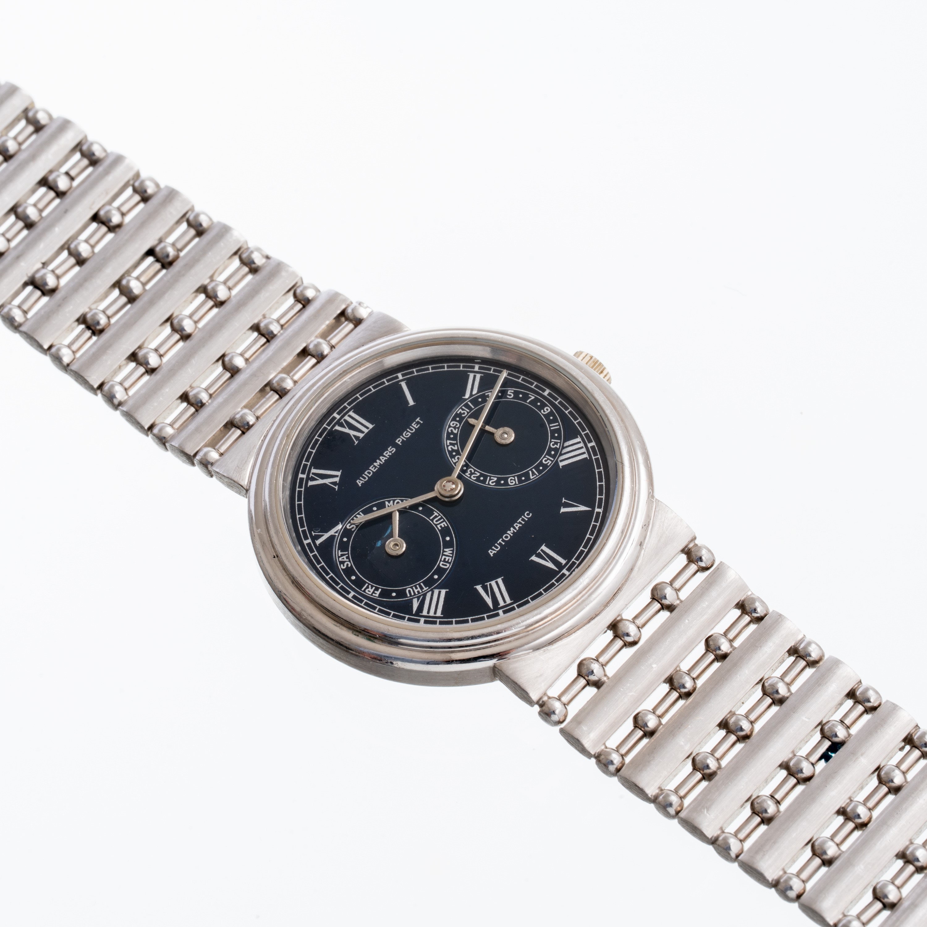 Audemars Piguet - Day Date, orologio automatico in platino con quadrante blu e bracciale integrat...