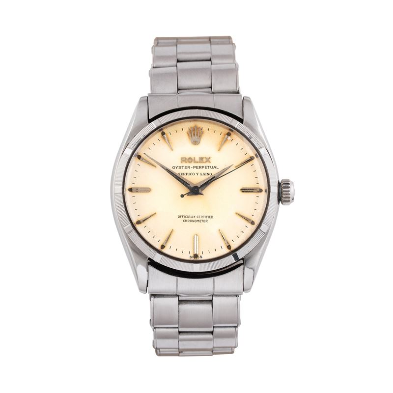 Rolex - Oyster Perpetual 6565 (1957) – orologio da polso in acciaio con quadrante crema “Serpico ...