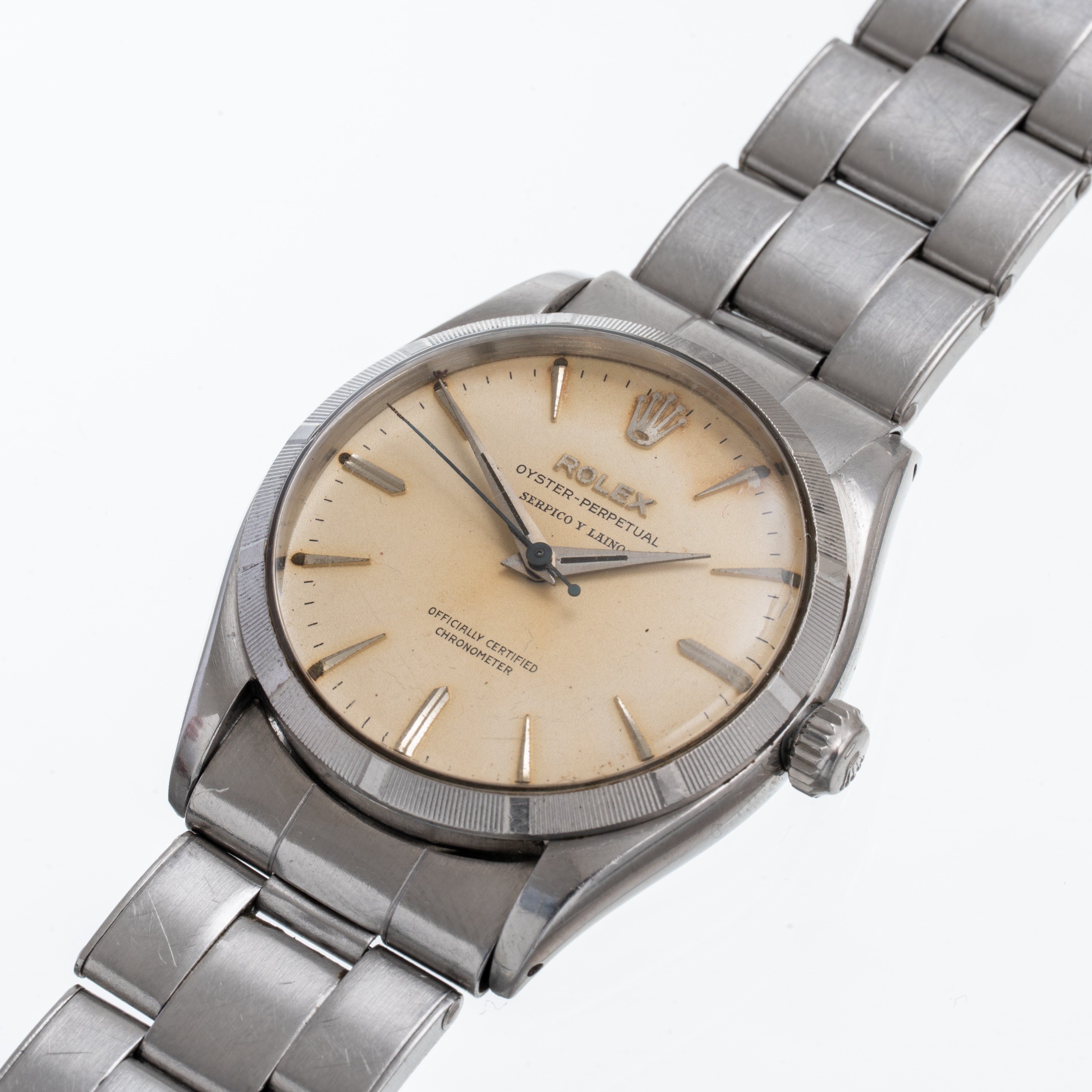Rolex - Oyster Perpetual 6565 (1957) – orologio da polso in acciaio con quadrante crema “Serpico ...