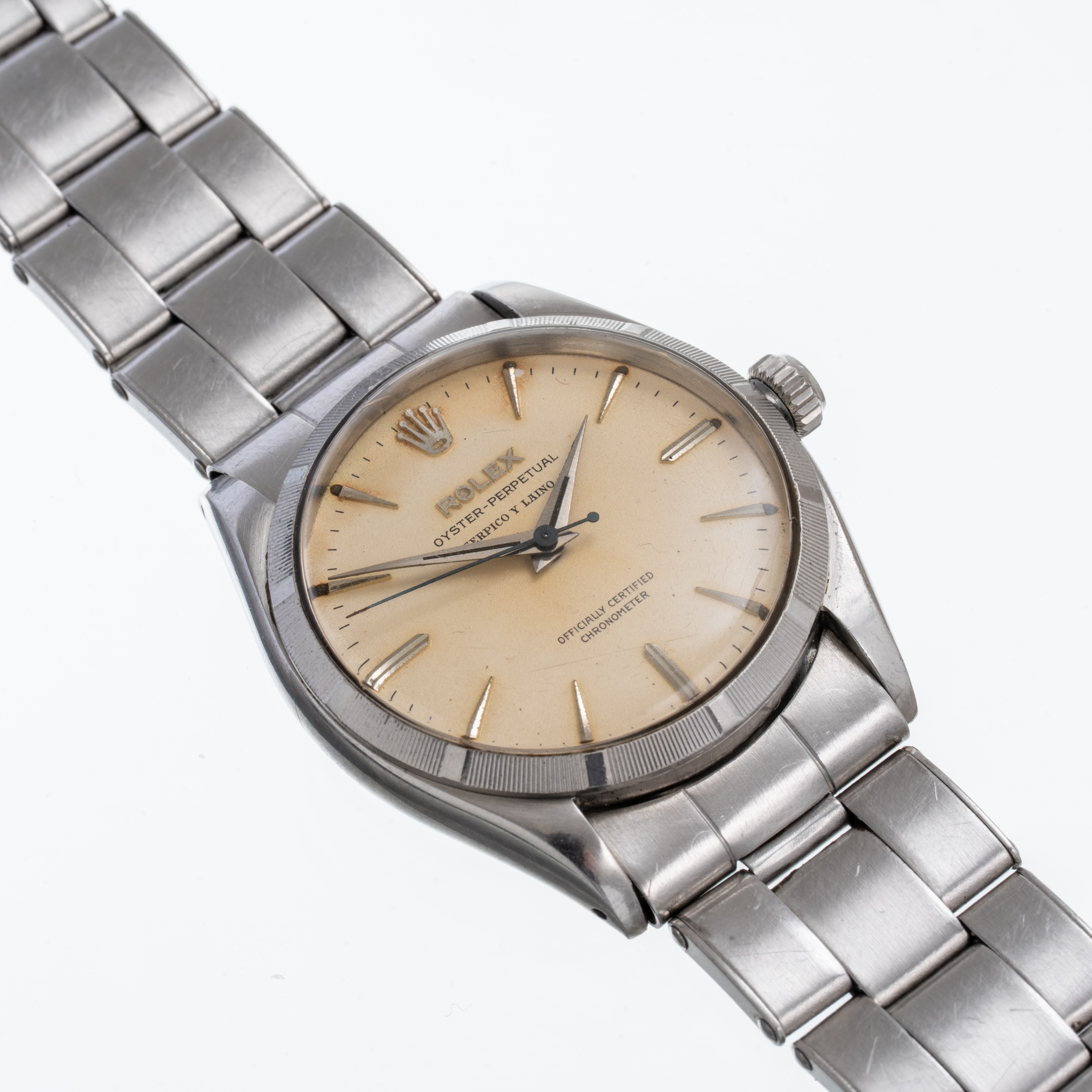 Rolex - Oyster Perpetual 6565 (1957) – orologio da polso in acciaio con quadrante crema “Serpico ...