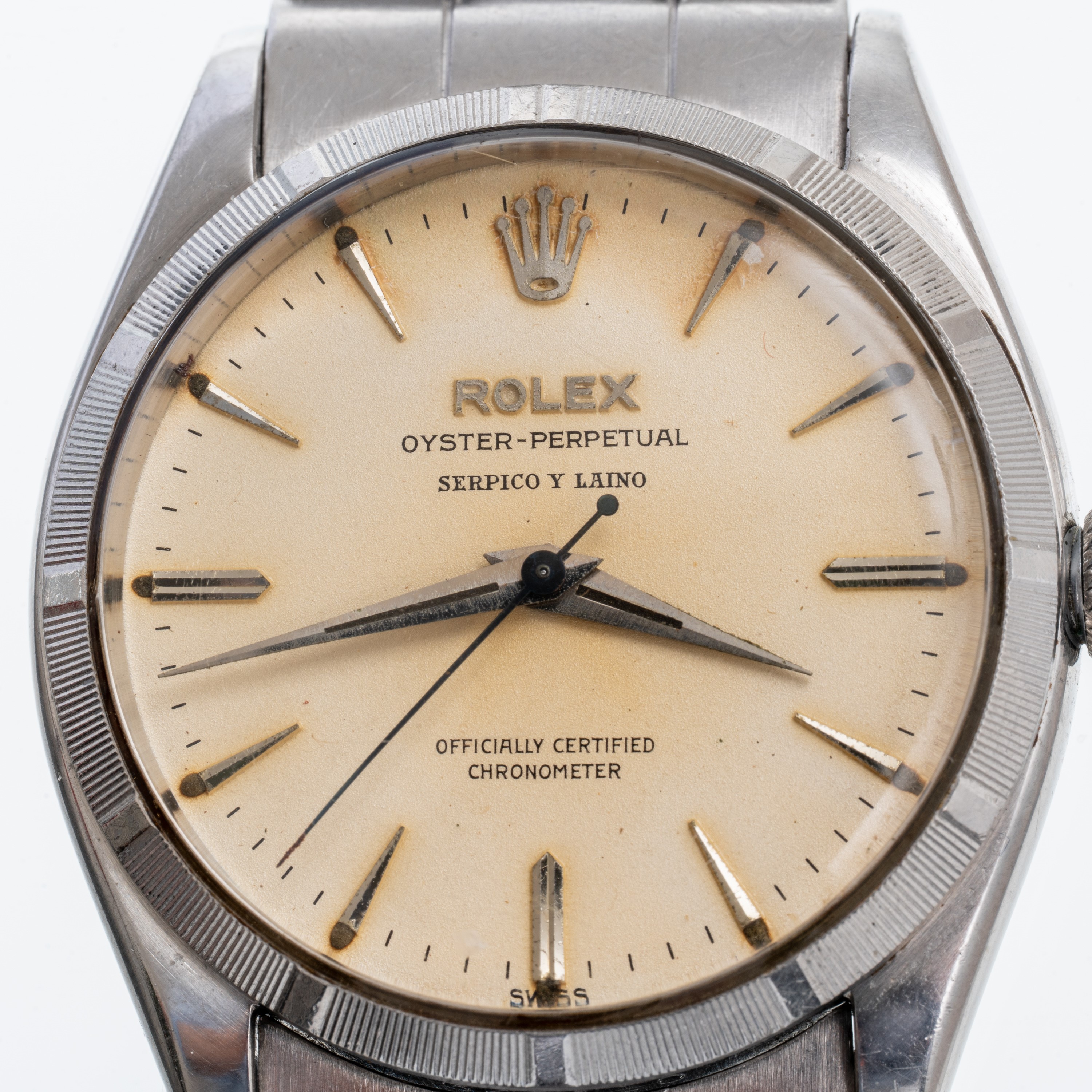 Rolex - Oyster Perpetual 6565 (1957) – orologio da polso in acciaio con quadrante crema “Serpico ...