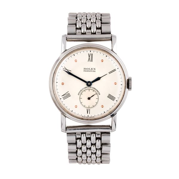 ROLEX - ROLEX - OYSTER PERPETUAL OROLOGIO SOLO TEMPO A CARICA AUTOMATICA IN ACCIAIO CON PICCOLI SECONDI AD ORE SEI E BRACCIALE GAY FRERES