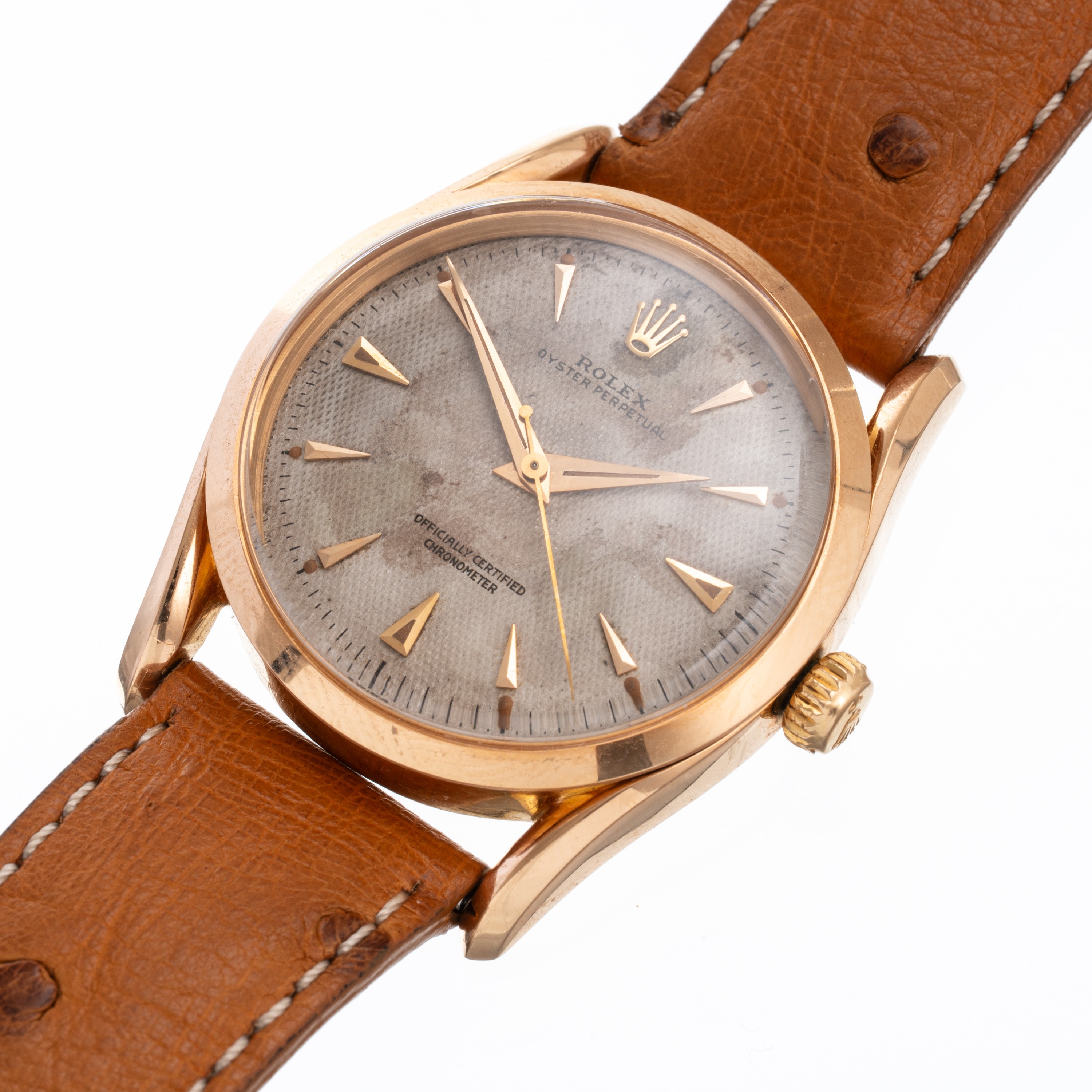 Rolex - Oyster Perpetual 6290, orologio solo tempo automatico in oro rosa 18 kt con quadrante a n...