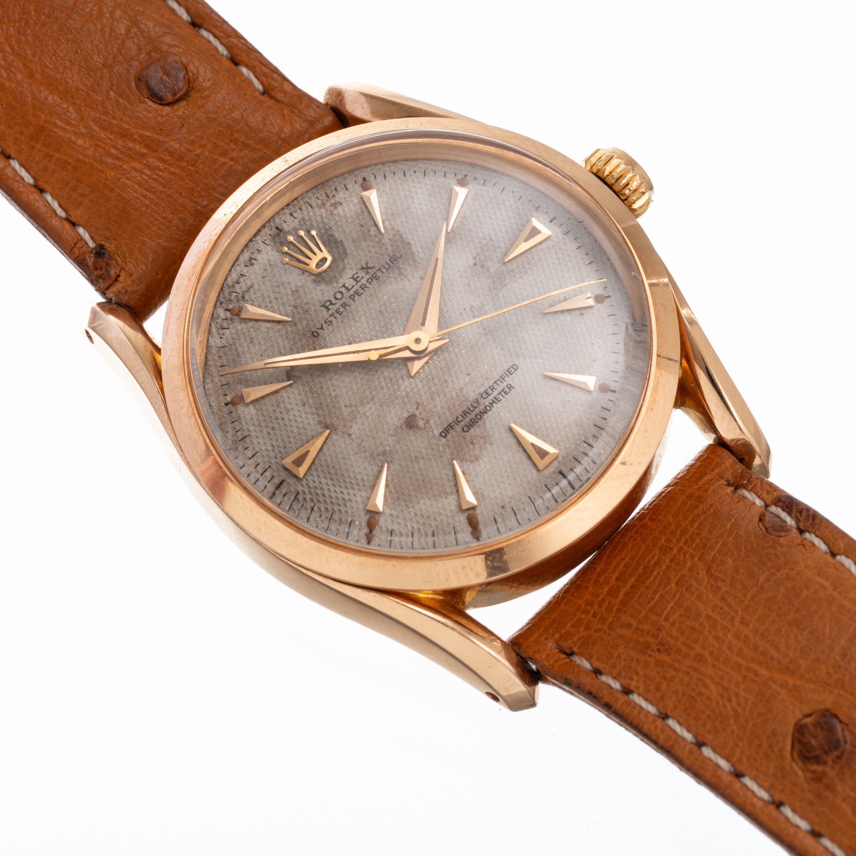 Rolex - Oyster Perpetual 6290, orologio solo tempo automatico in oro rosa 18 kt con quadrante a n...