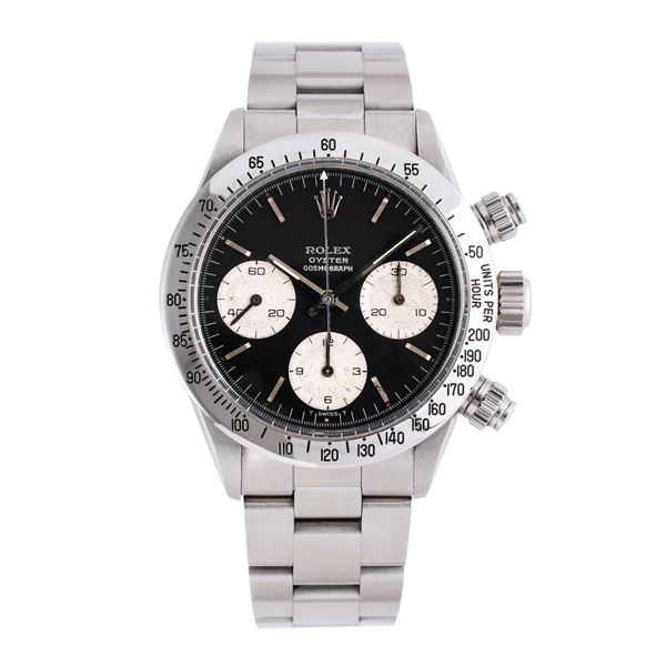 ROLEX - ROLEX - DAYTONA CRONOGRAFO A CARICA MANUALE IN ACCIAIO CON QUADRANTE NERO E CONTATORI BIANCHI