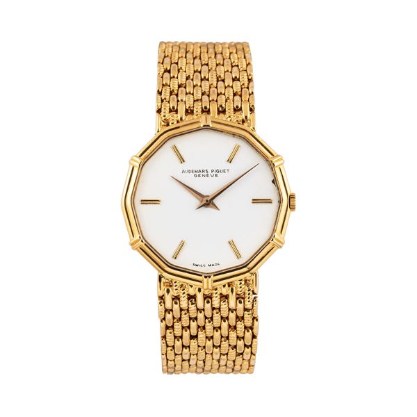 AUDEMARS PIGUET - AUDEMARS PIGUET  OROLOGIO SOLO TEMPO A CARICA MANUALE IN ORO GIALLO 18KT CON BRACCIALE INTEGRATO IN ORO GIALLO 18KT E QUADRANTE BIANCO