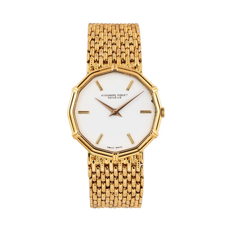 Audemars Piguet - Orologio solo tempo a carica manuale in oro giallo 18 kt con bracciale integrat...