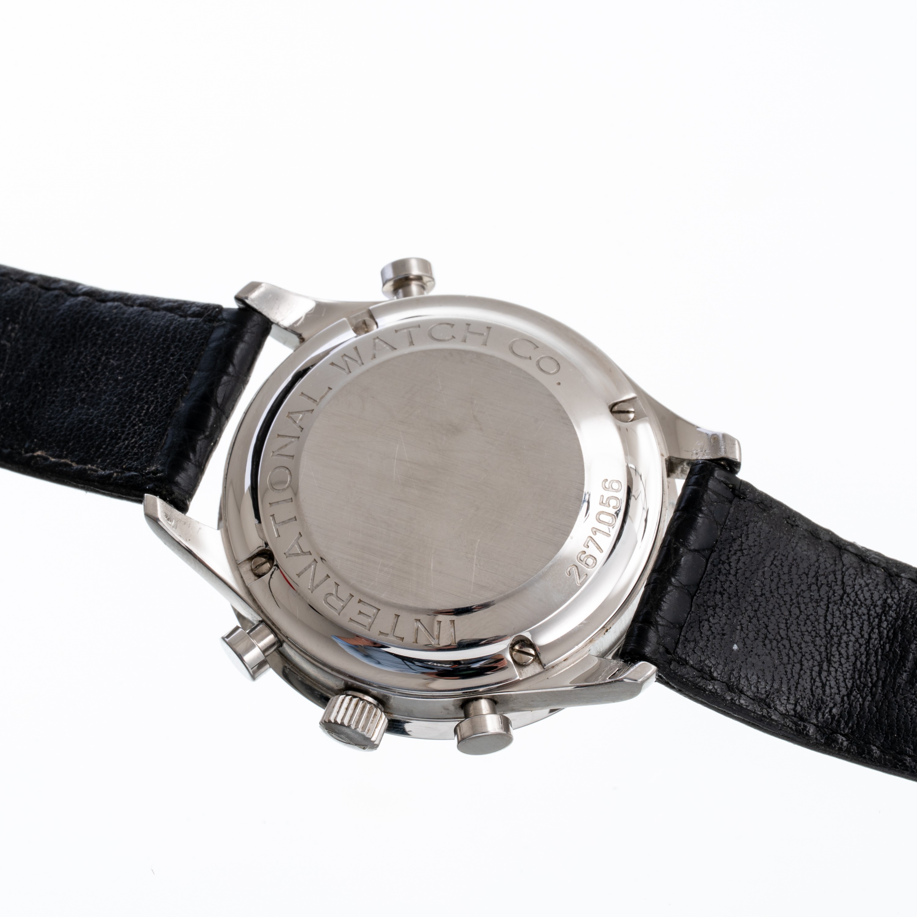 Iwc - Portoghese Rattrappante 3712, cronografo con carica manuale in acciaio, quadrante argenté