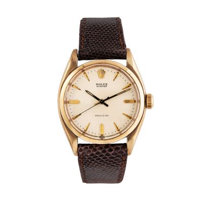 Oyster Precision 6422, orologio da polso in oro giallo 9 kt con quadrante bianco, carica manuale