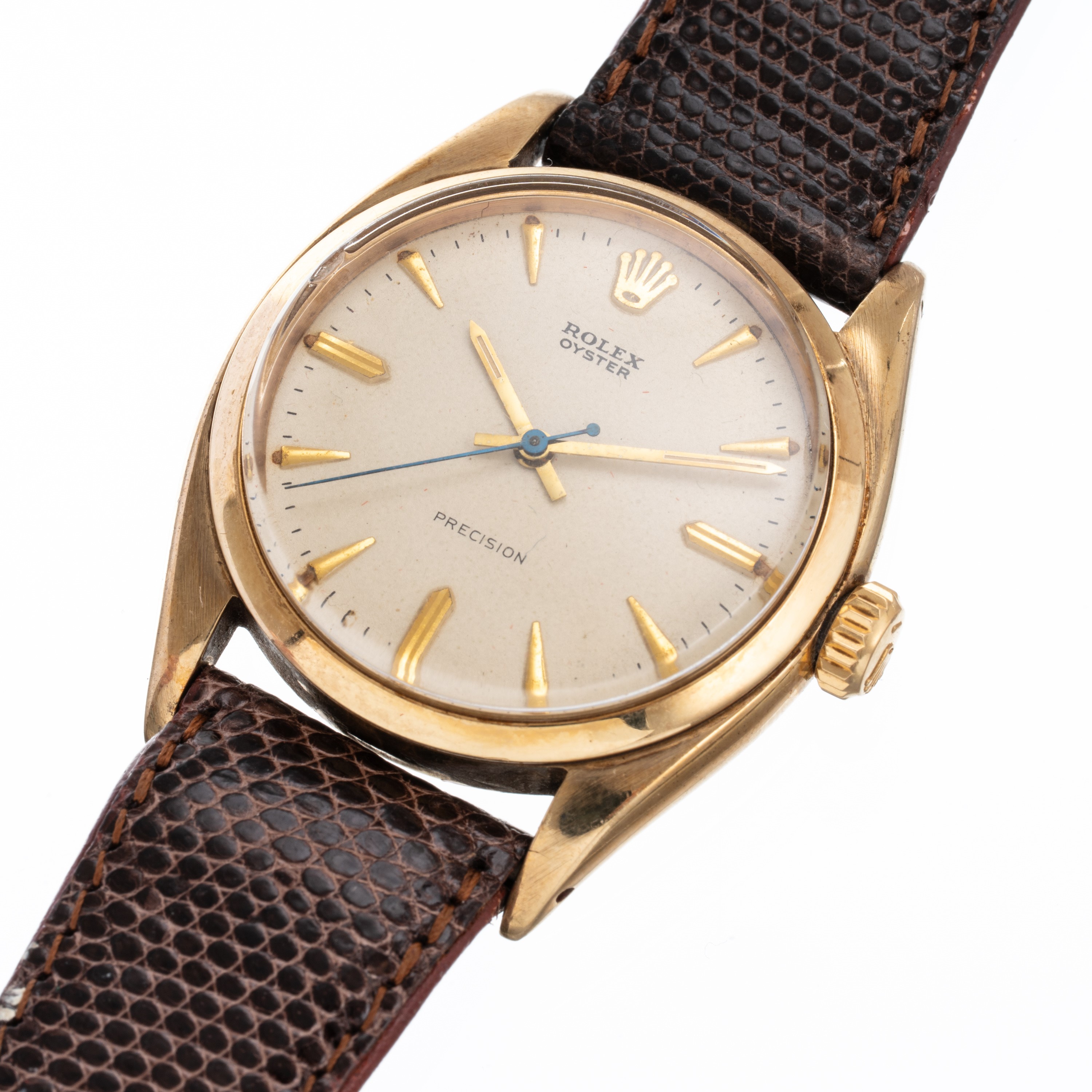 Rolex - Oyster Precision 6422, orologio da polso in oro giallo 9 kt con quadrante bianco, carica ...